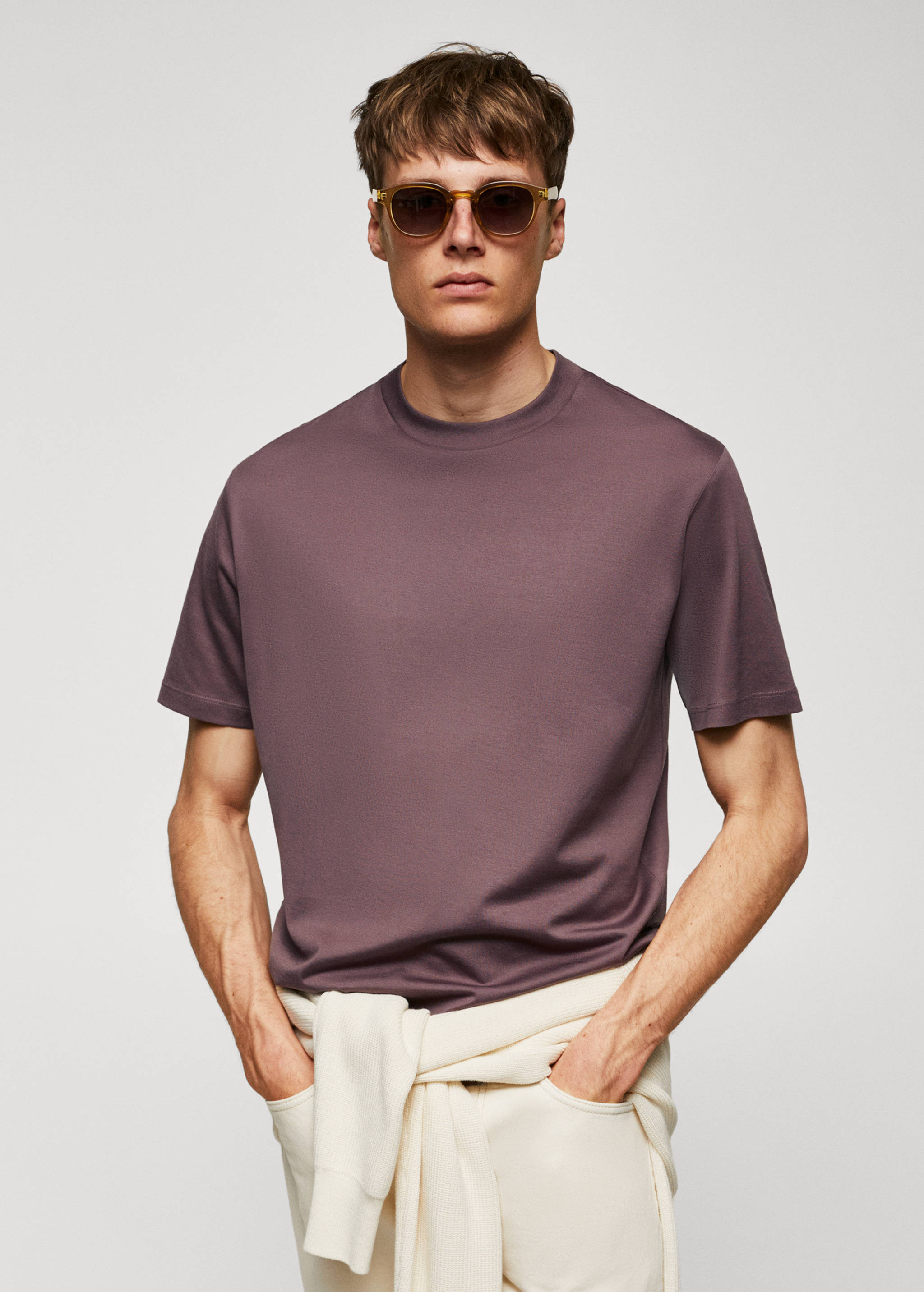 Mercerizované tričko regular fit - Náhled ve středové rovině