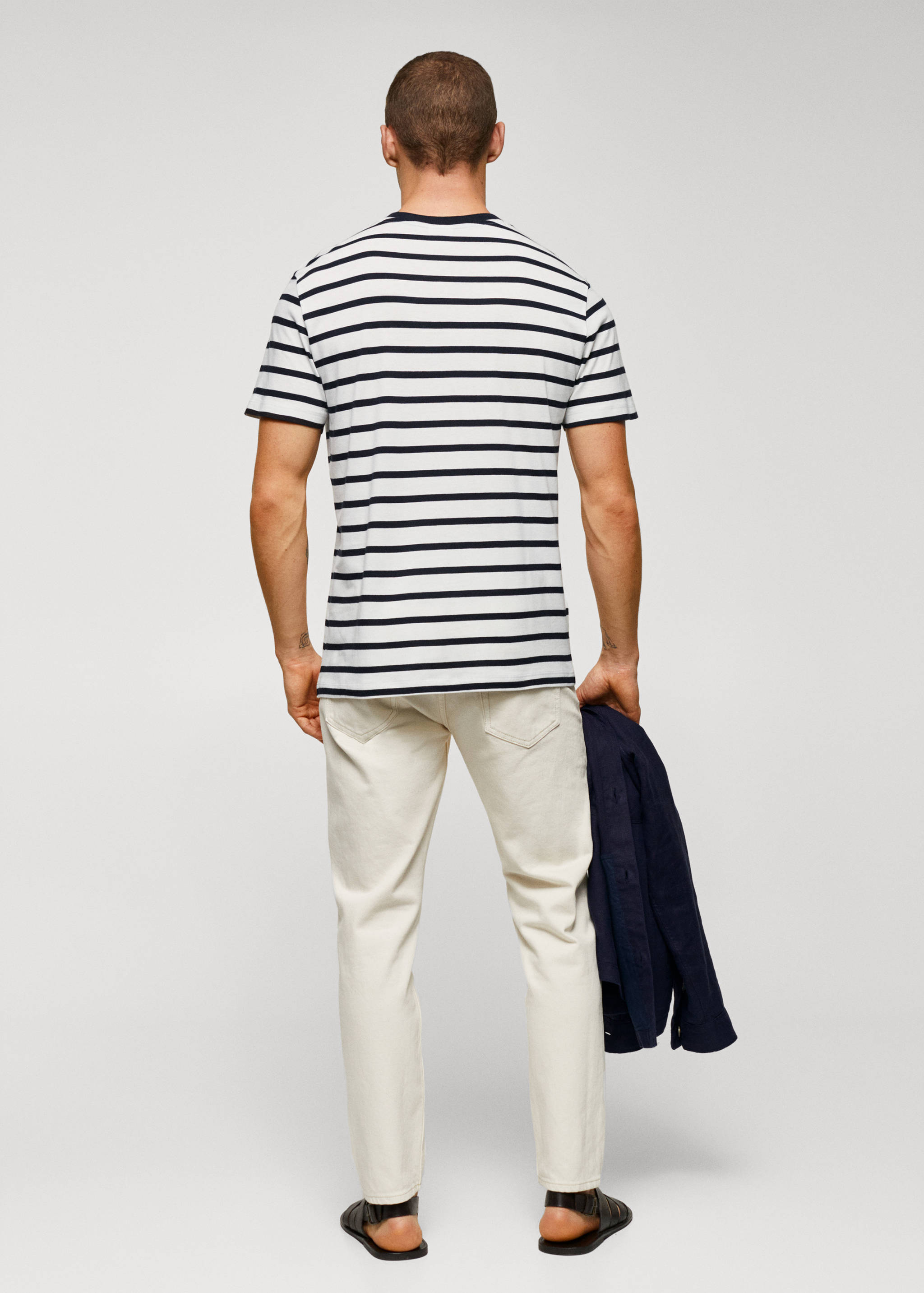 Striped modal cotton knitted t-shirt - Reverse of the article