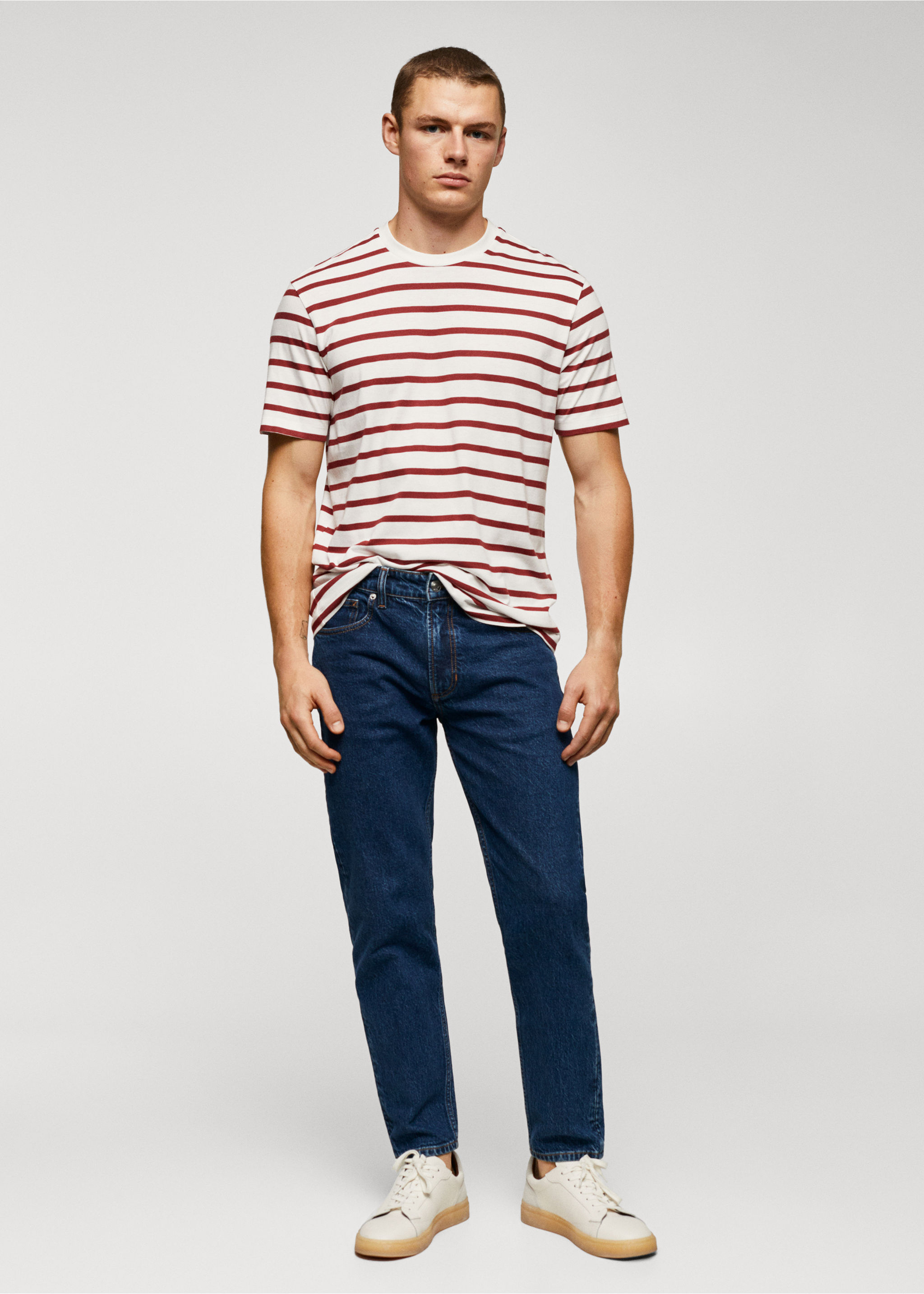 Striped modal cotton knitted t-shirt - General plane