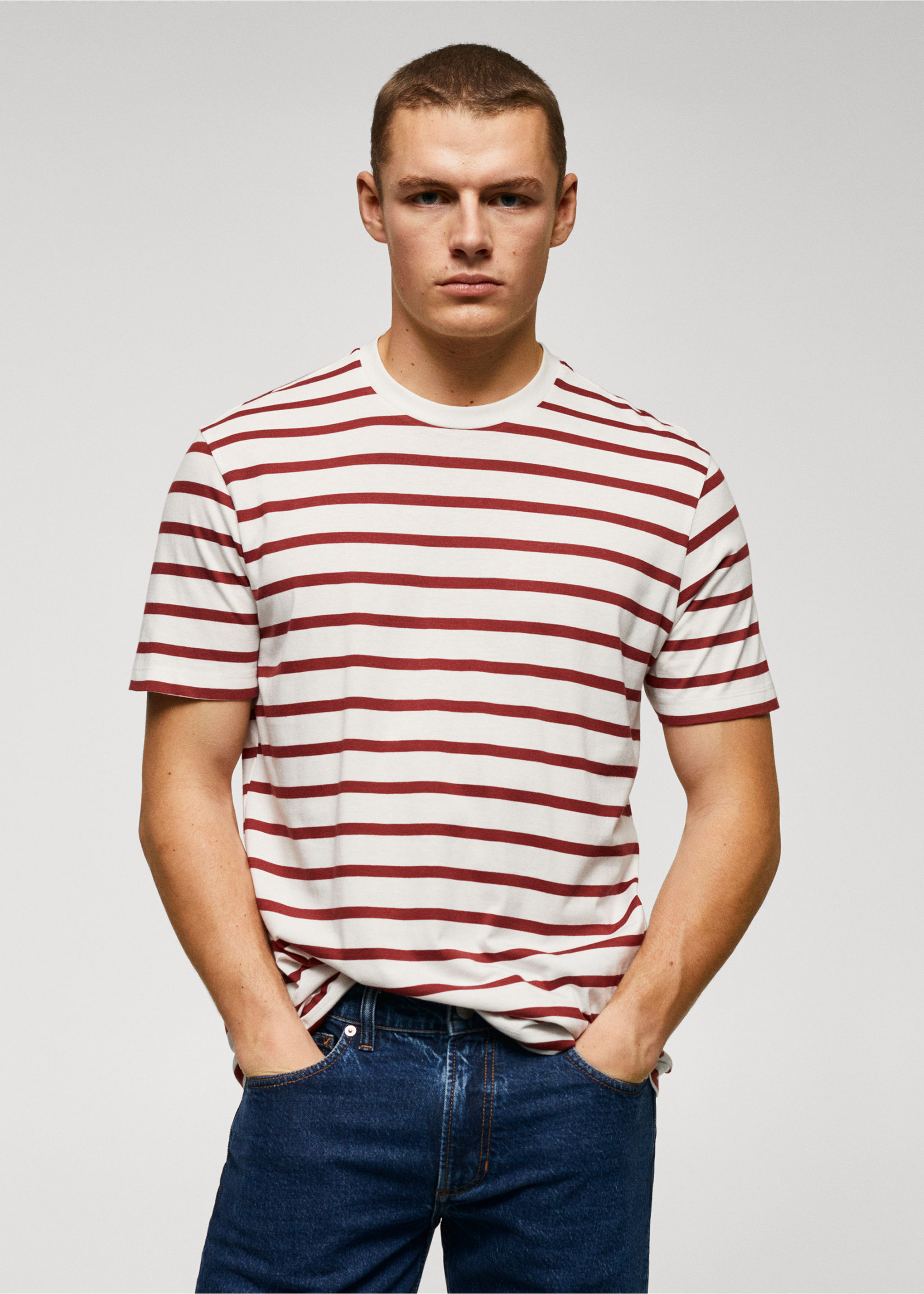 Striped modal cotton knitted t-shirt - Medium plane