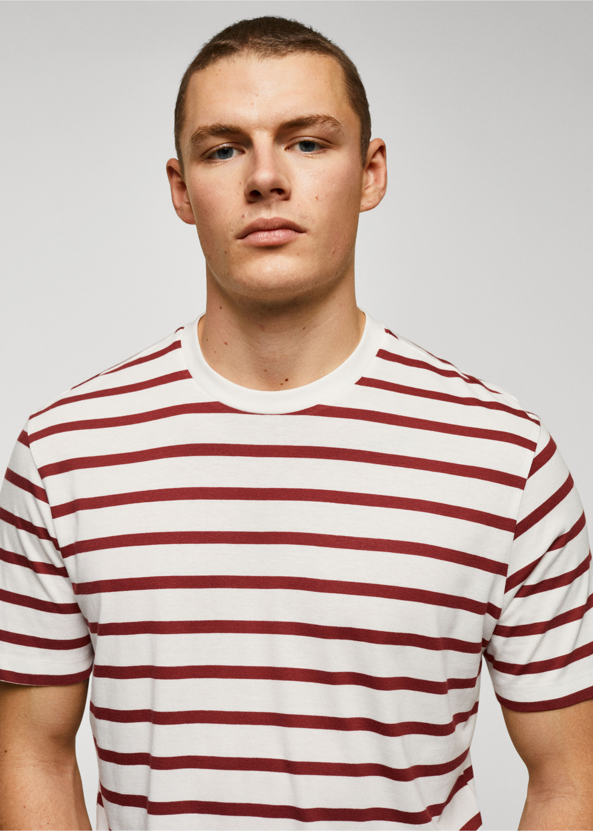 Striped modal cotton knitted t-shirt - Details of the article 1