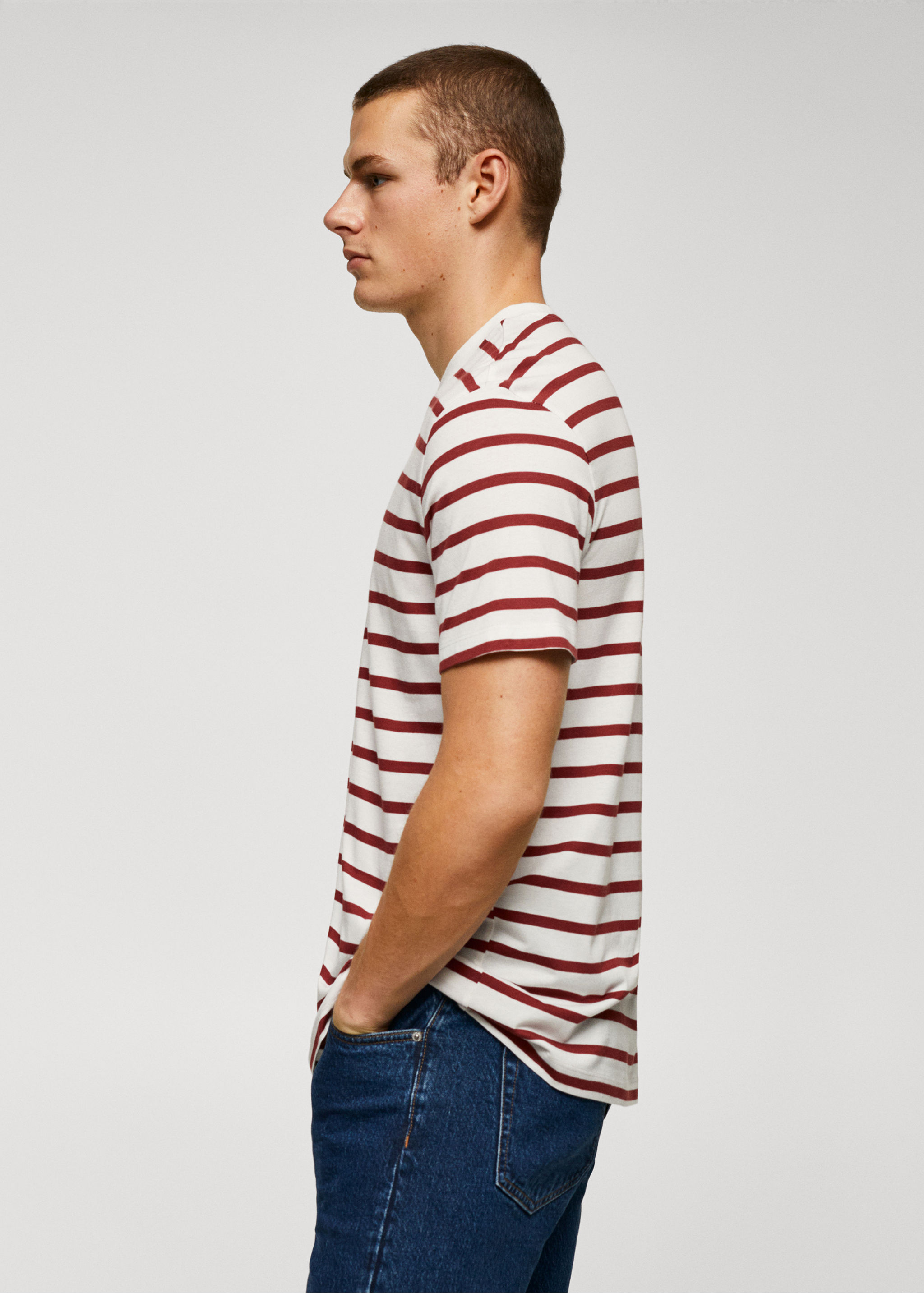 Striped modal cotton knitted t-shirt - Details of the article 2