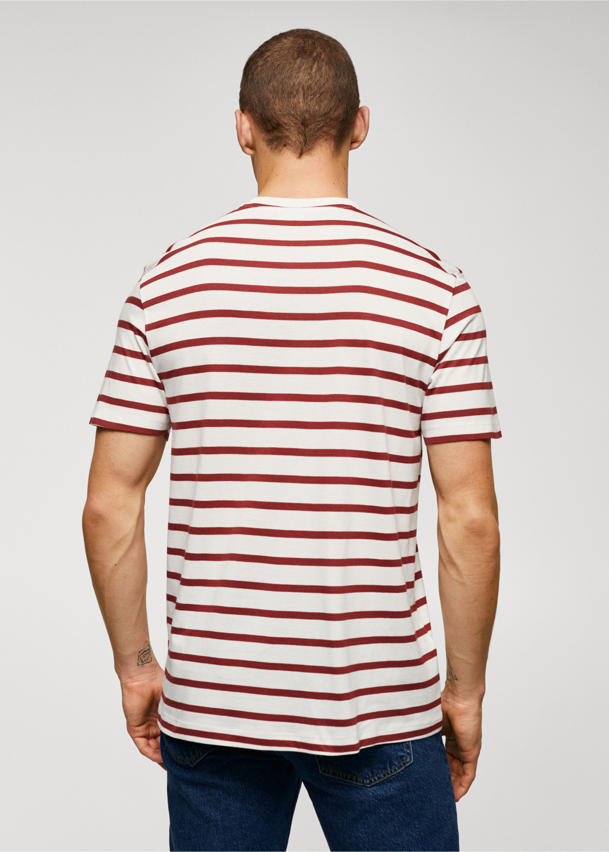 Striped modal cotton knitted t-shirt - Reverse of the article