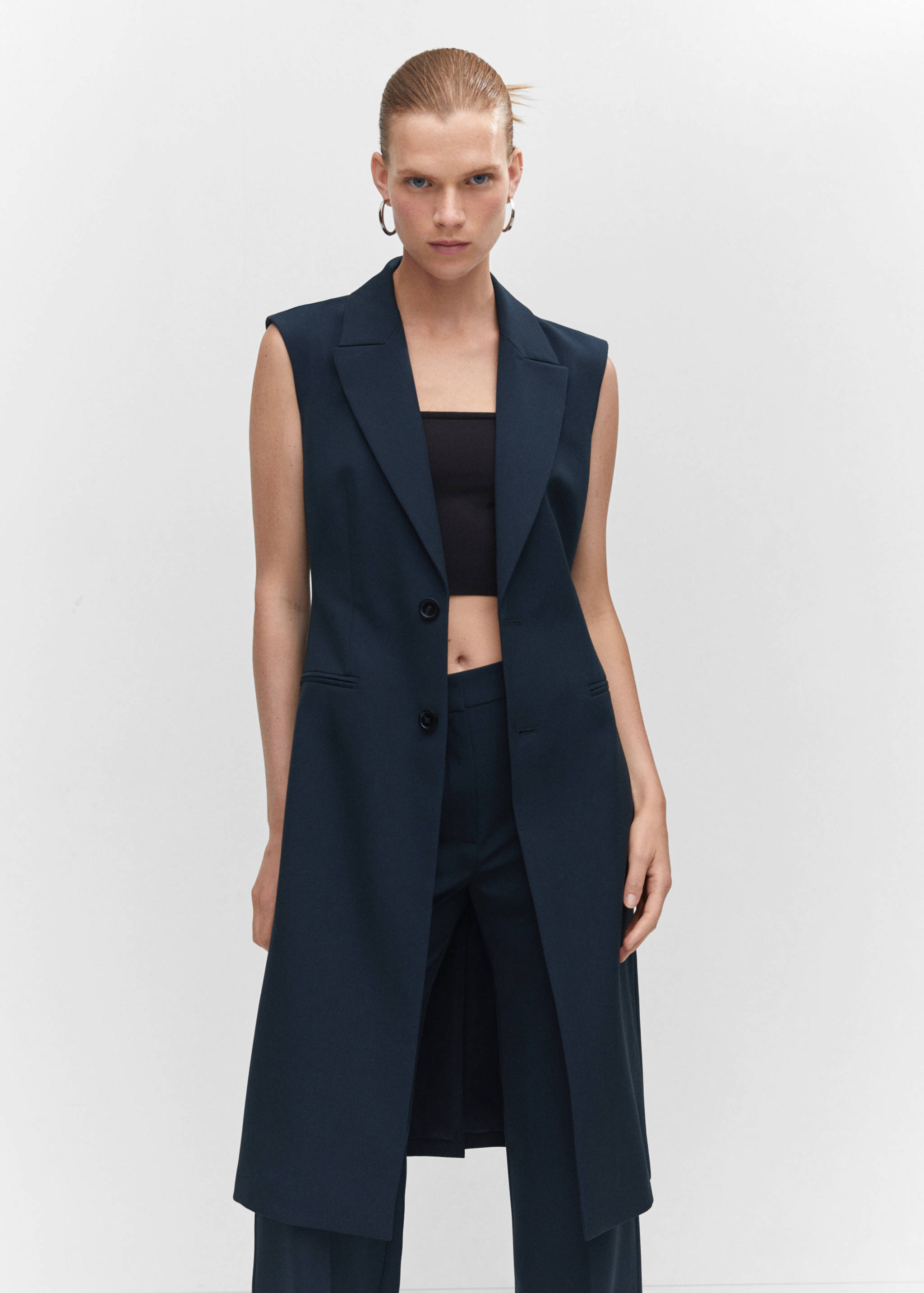 Long gilet with bow - Medium plane