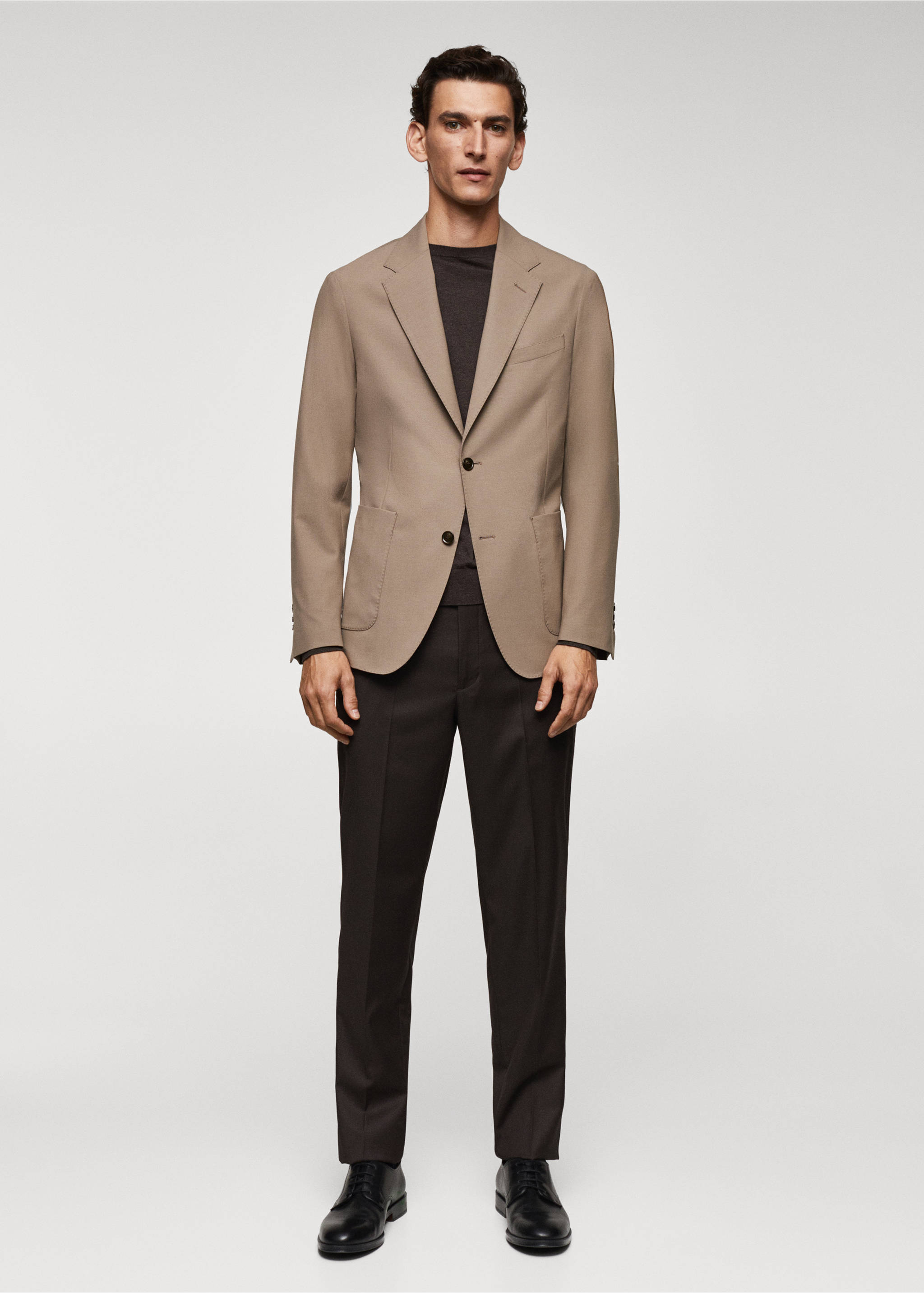 Slim Fit-Sakko aus Schurwolle - Allgemeine Ansicht, Beige. Ref: 57040928-00.