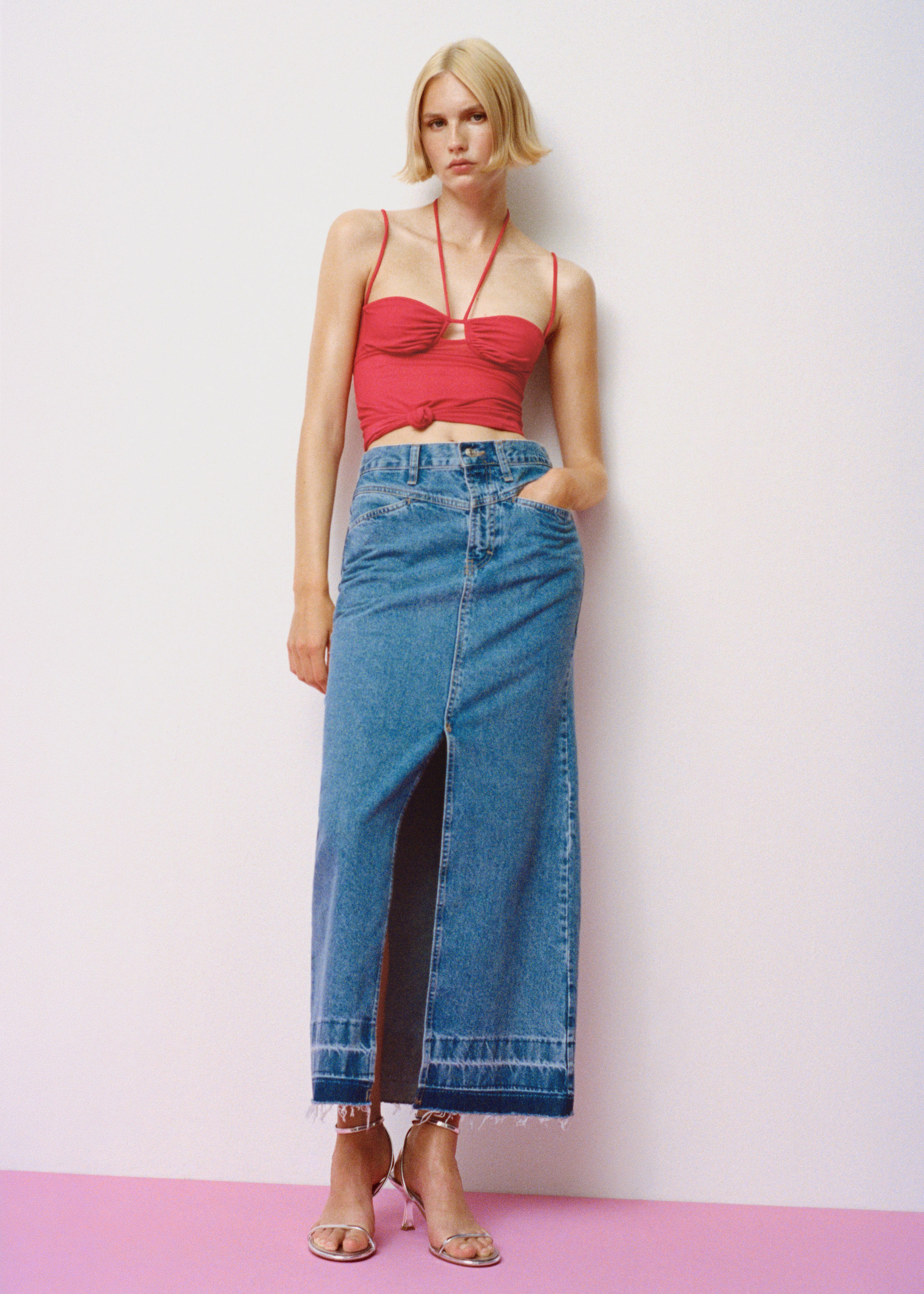 Long denim skirt - Details of the article 7