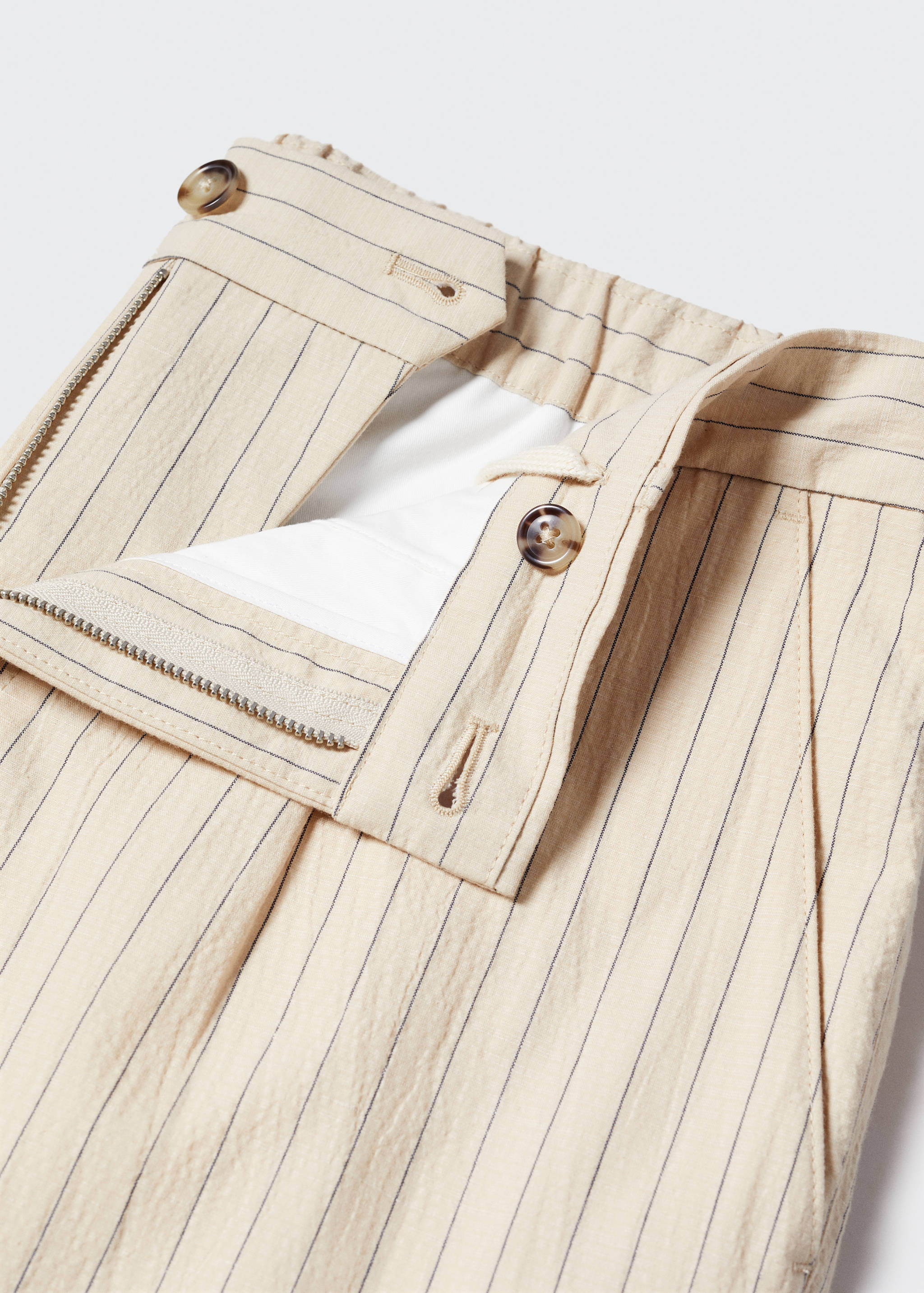 Cotton-linen seersucker trousers - Details of the article 8