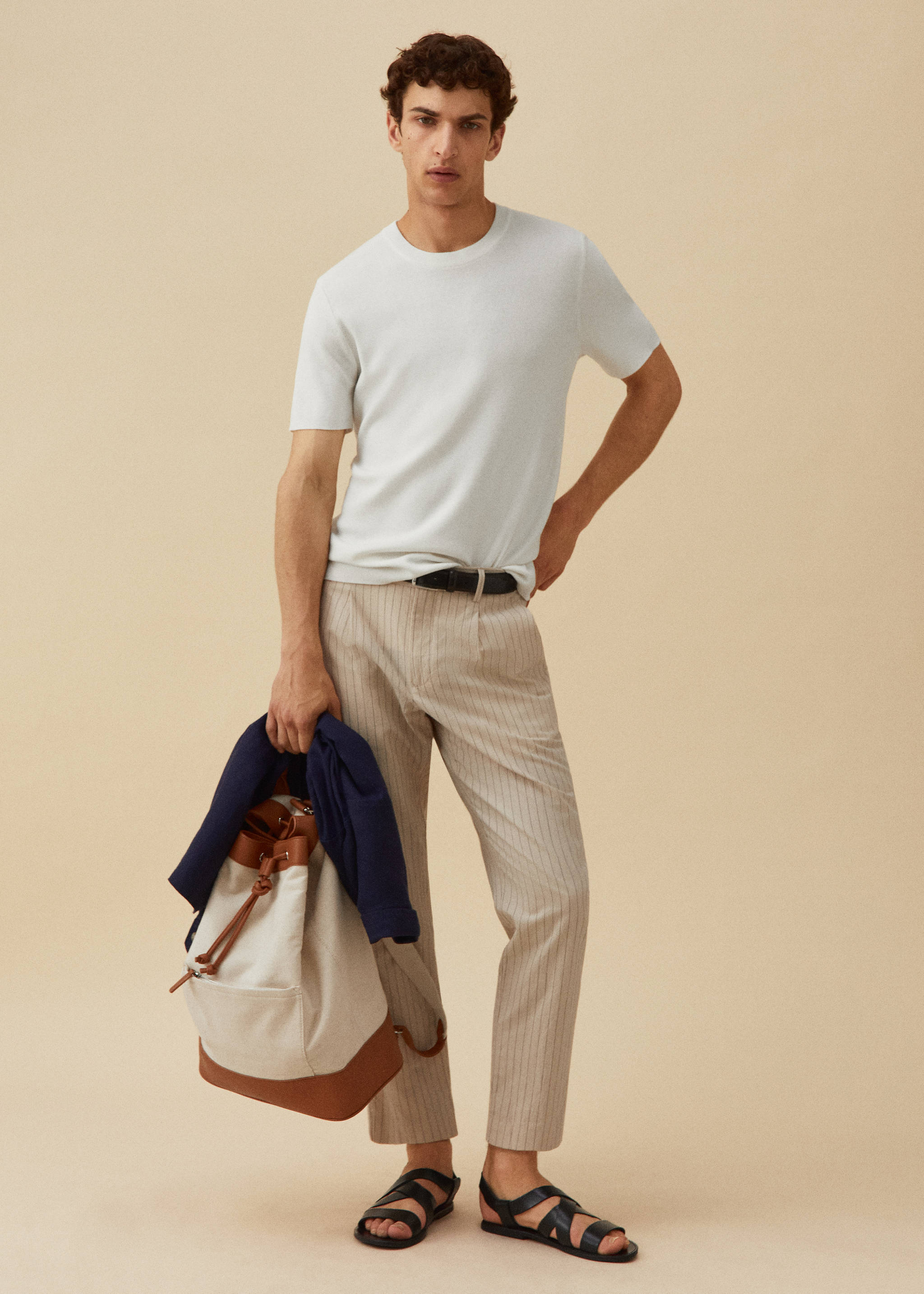 Cotton-linen seersucker trousers - Details of the article 5