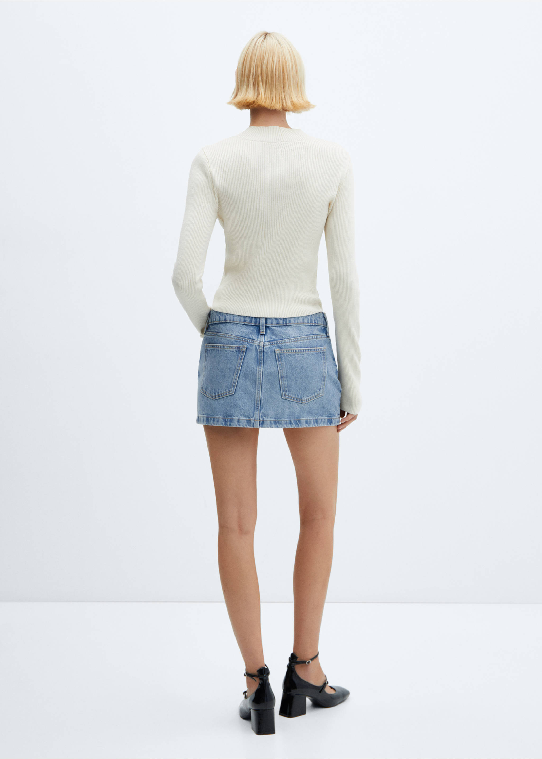 Low-rise denim mini skirt - Reverse of the article, Medium Vintage Blue. Ref: 57042878-00.