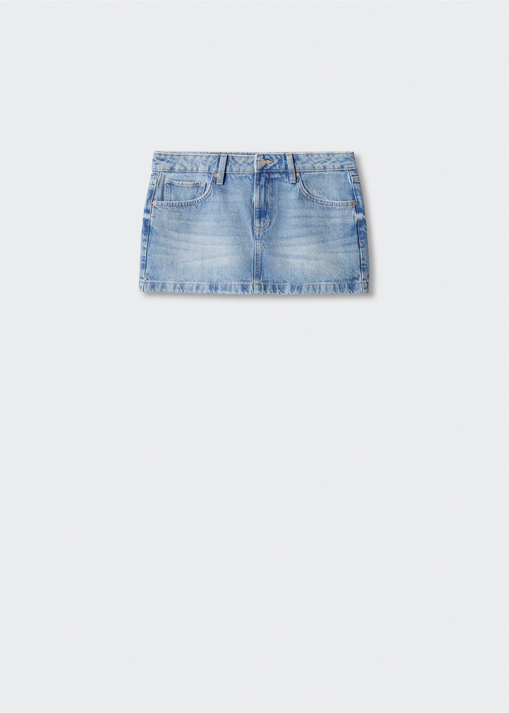 Low-rise denim mini skirt - Article without model, Medium Vintage Blue. Ref: 57042878-00.
