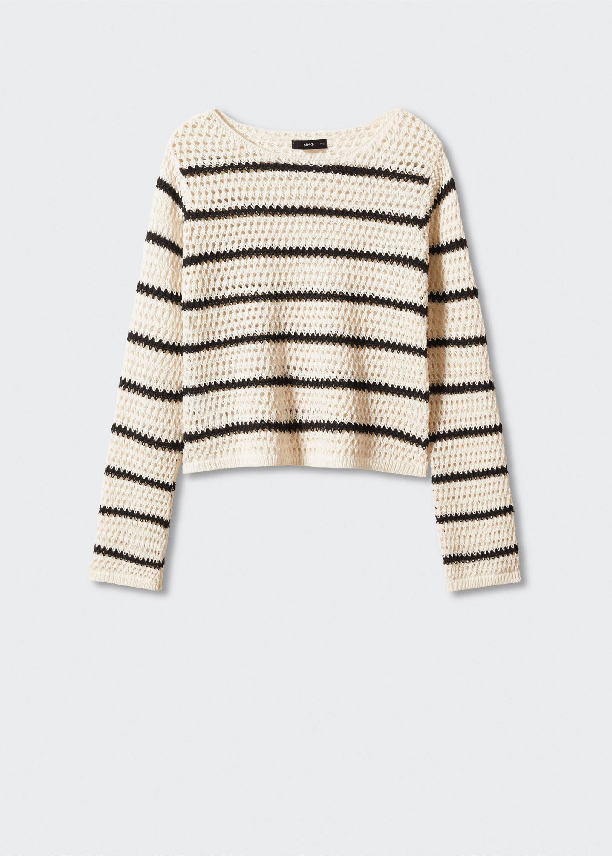 Striped openwork knit sweater - Article without model, Ecru. Ref: 57042881-00.