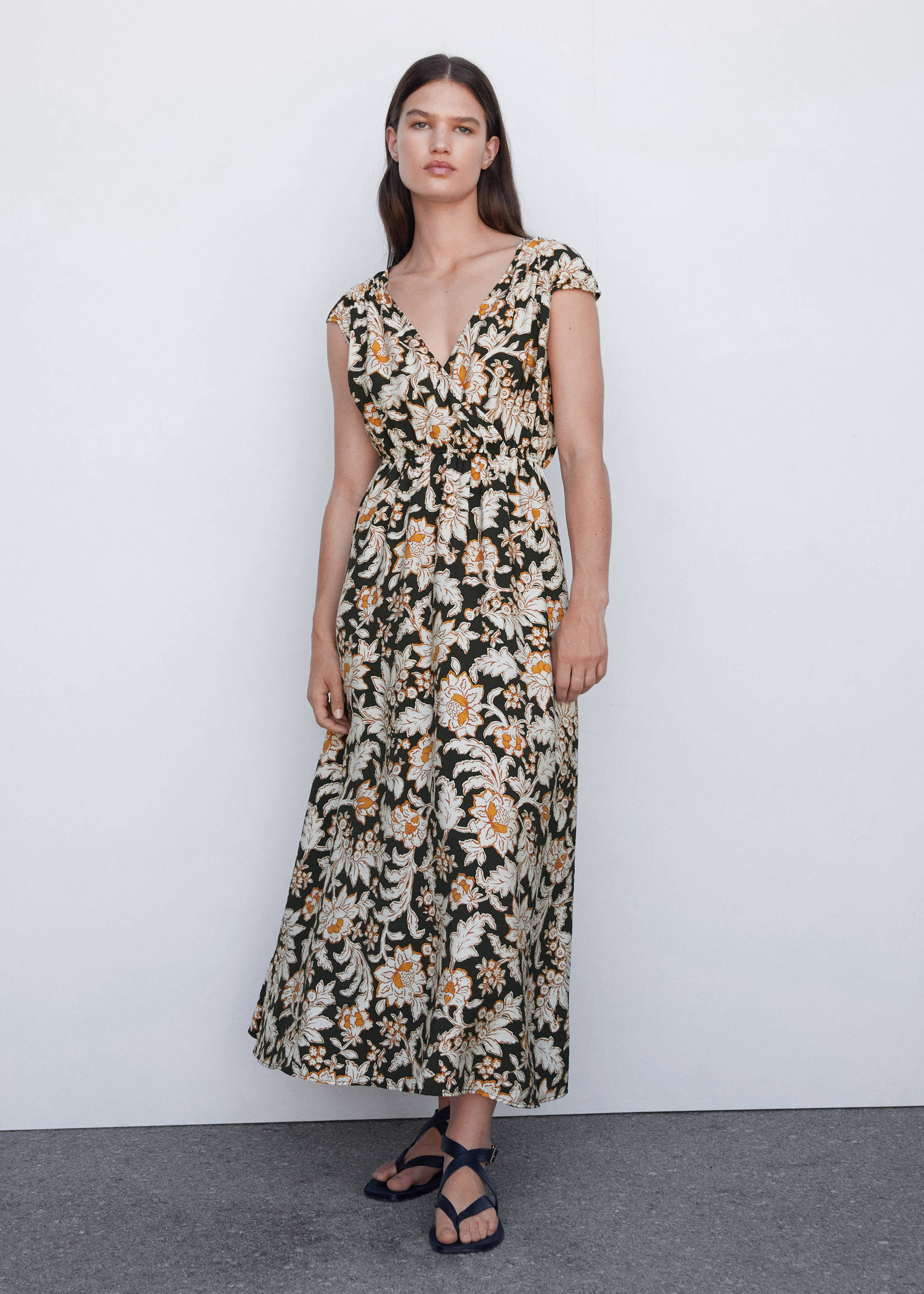 Floral wrap neckline dress - General plane