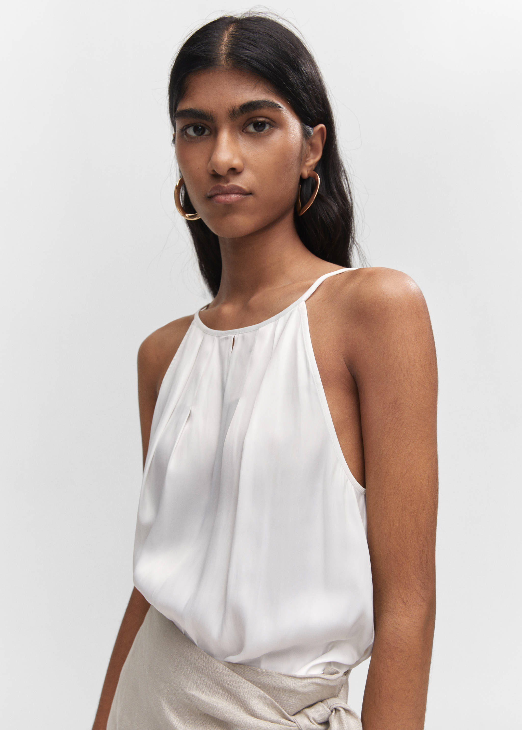 Top satinado cuello halter - Detalle del artículo 1