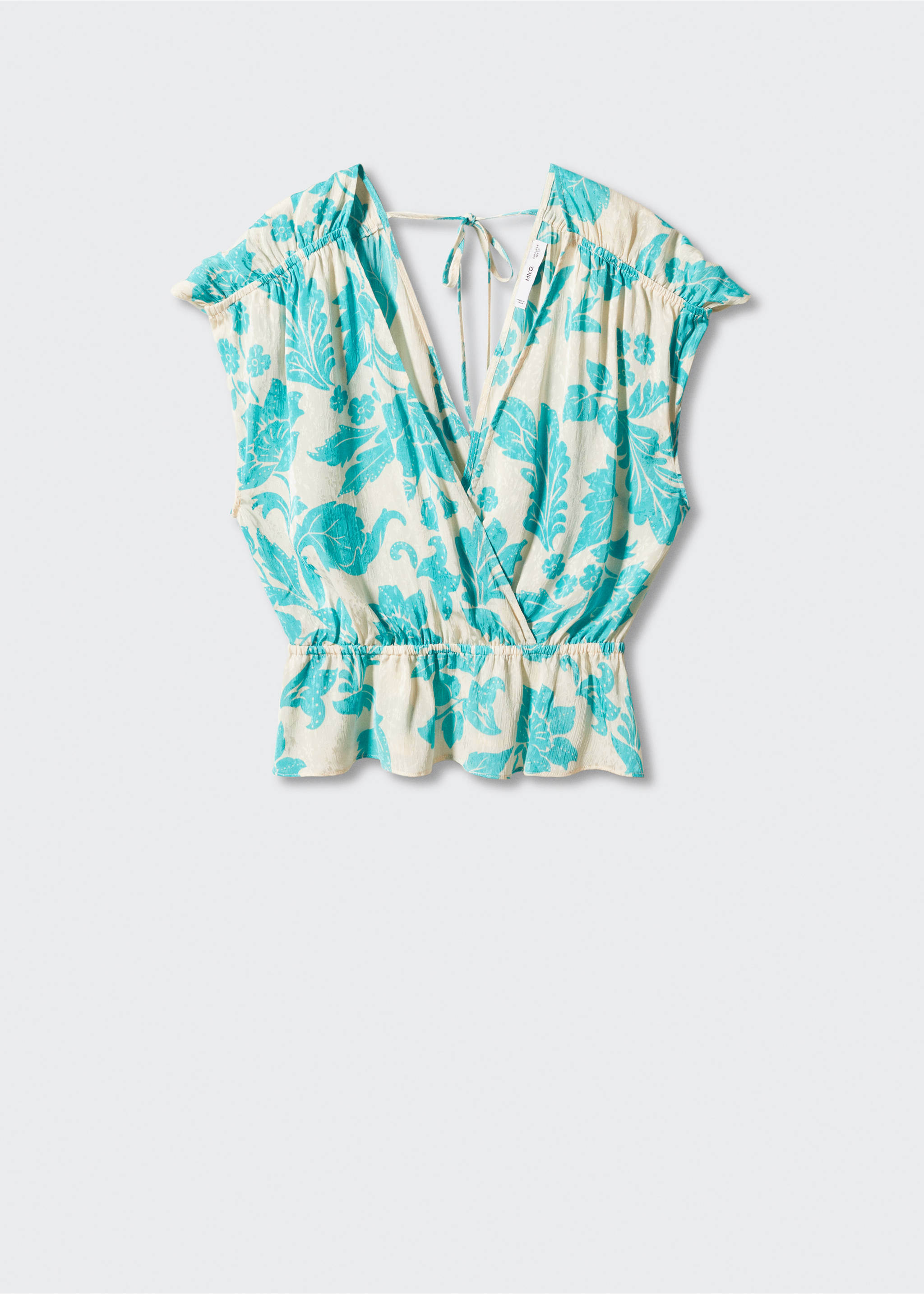 Wrap floral blouse - Article without model, Ecru. Ref: 57042887-00.