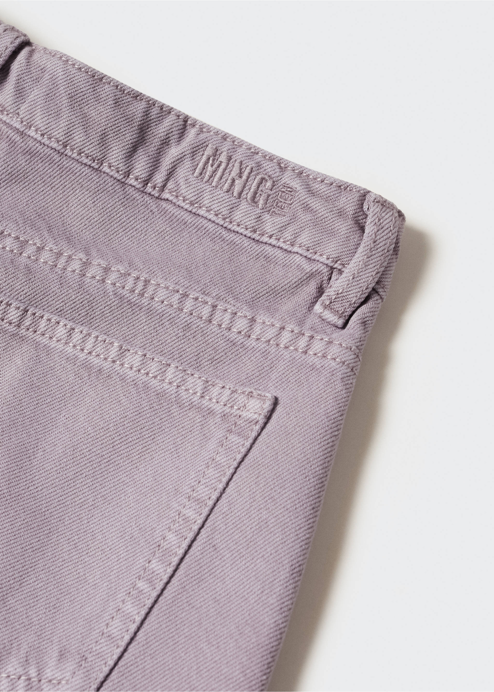 Medium-waist denim shorts - Details of the article 8, Lilac. Ref: 57043255-00.