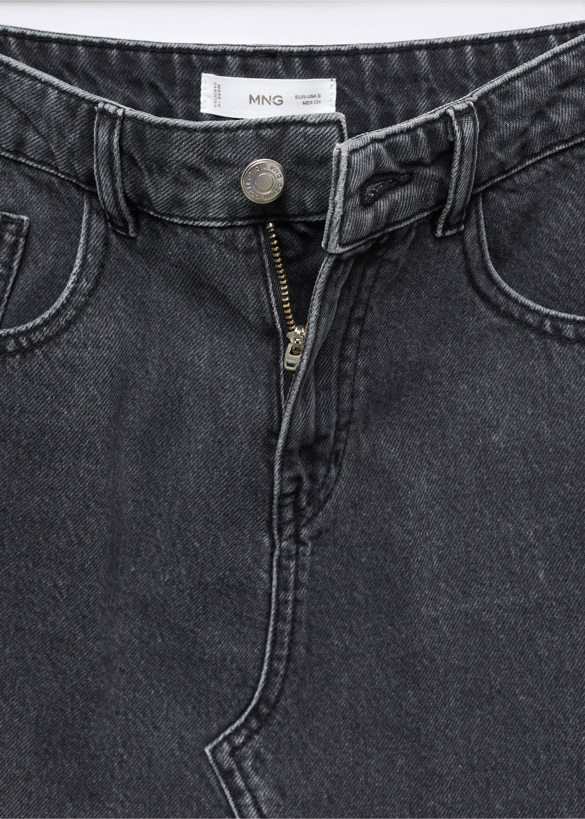 Denim mini-skirt - Details of the article 8, Denim Grey. Ref: 57043258-00.
