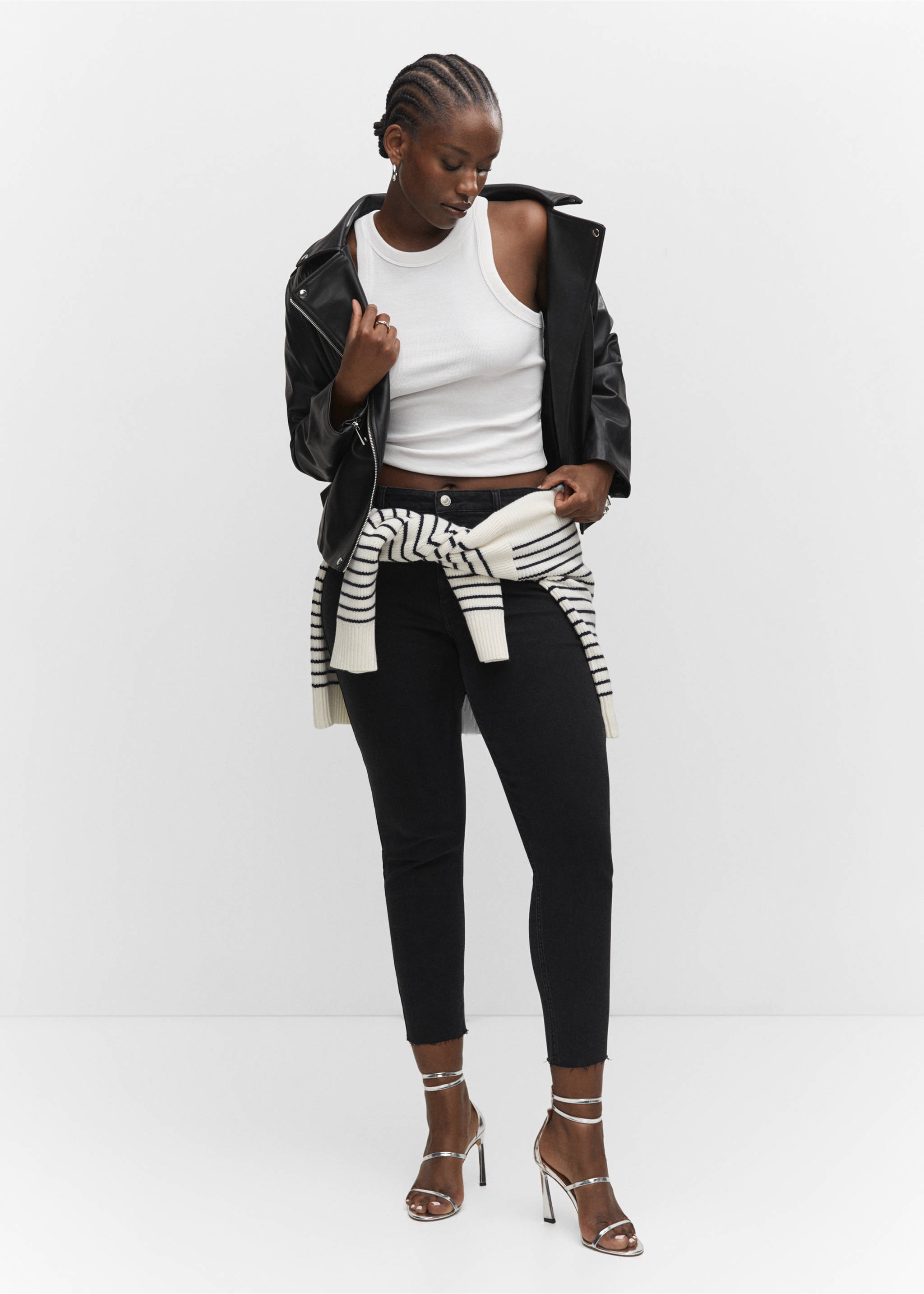 Faux-leather biker jacket - Details of the article 3, Black. Ref: 57043798-00.