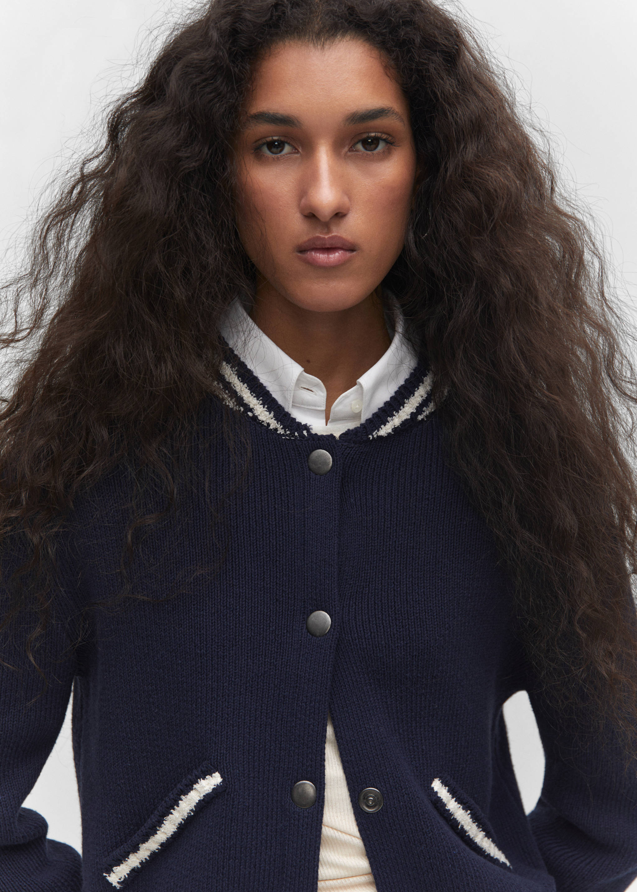 Contrast striped cardigan - Details of the article 1