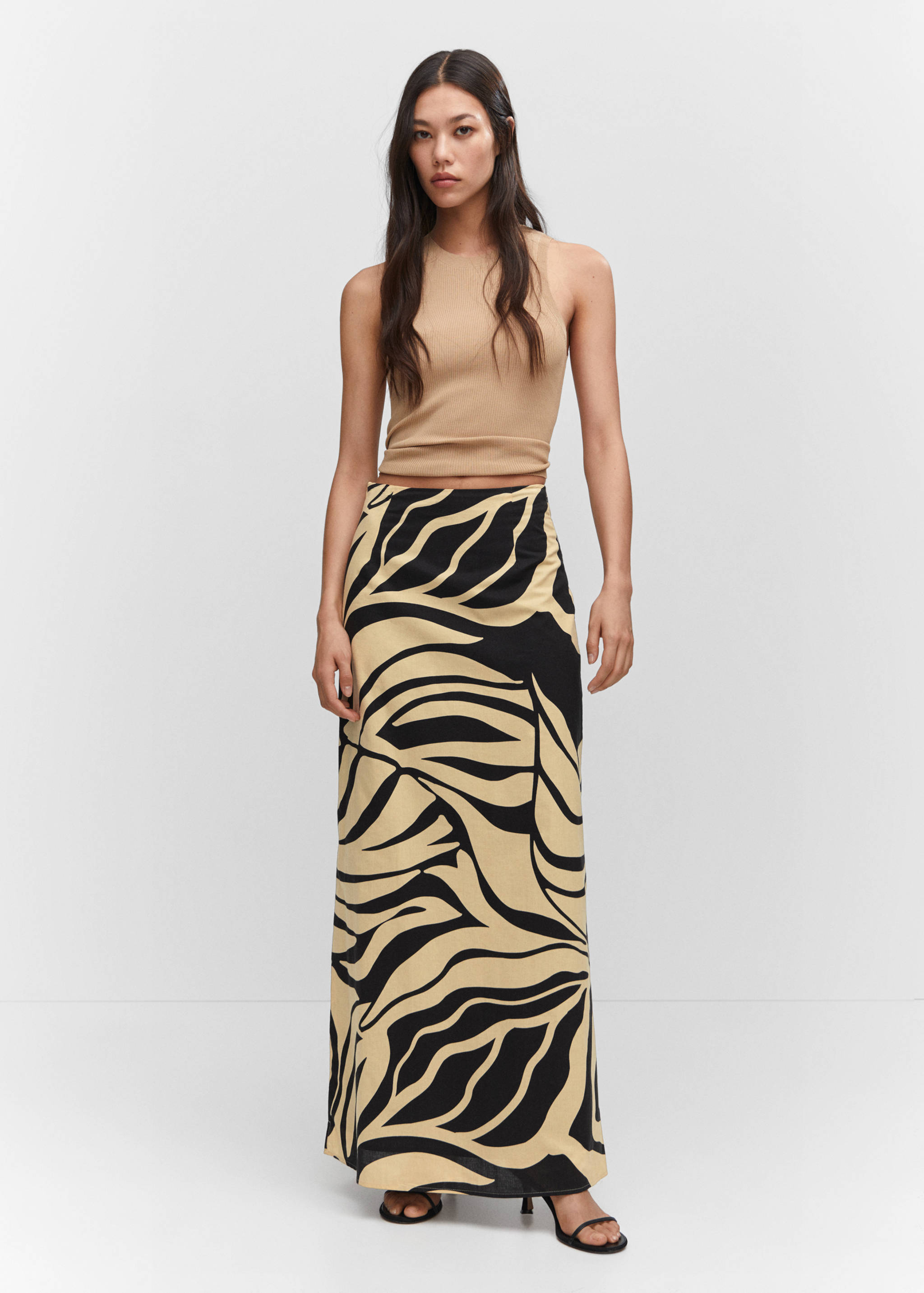 Slit printed long skirt - General plane