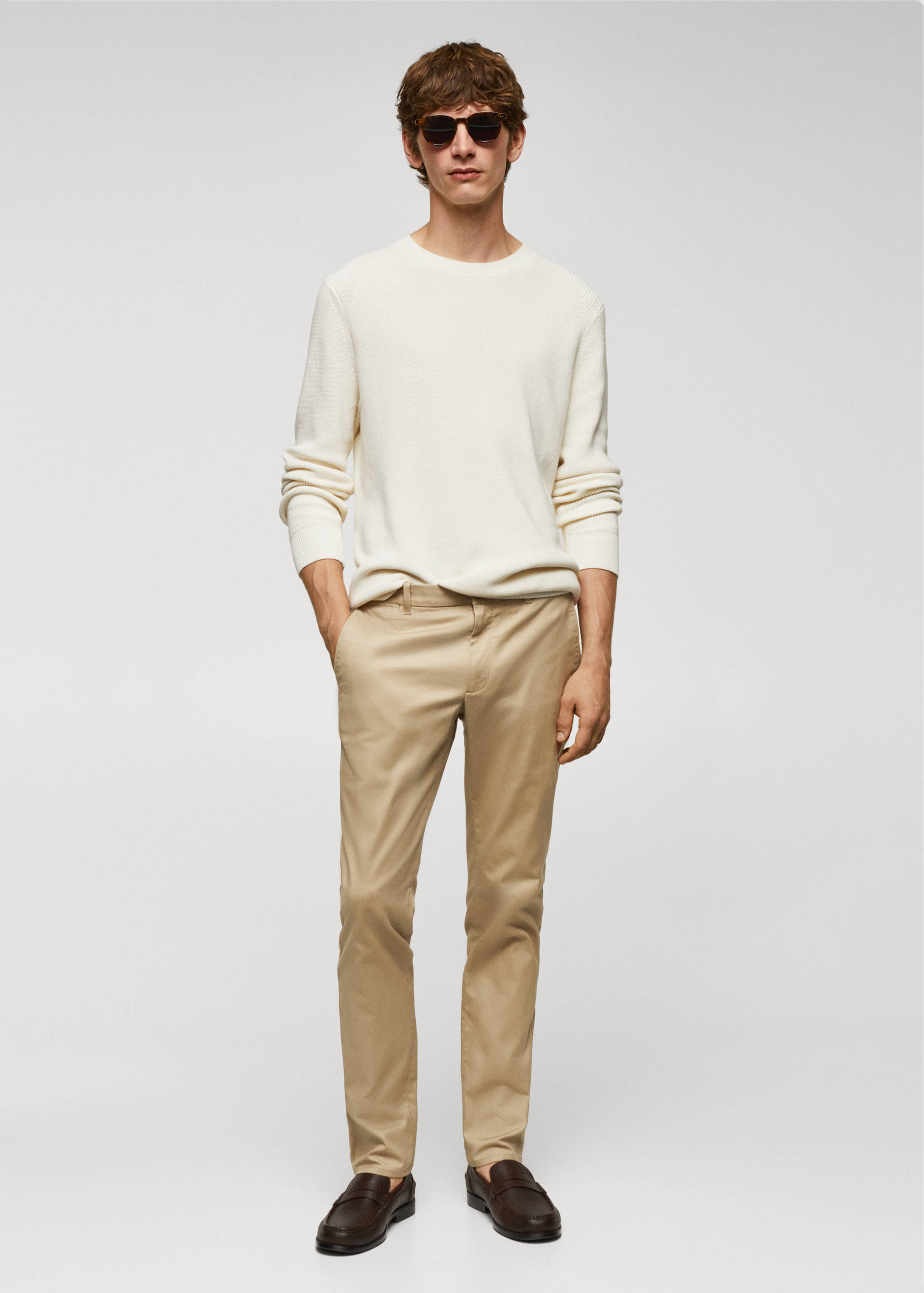 Slim fit serge chino trousers - General plane