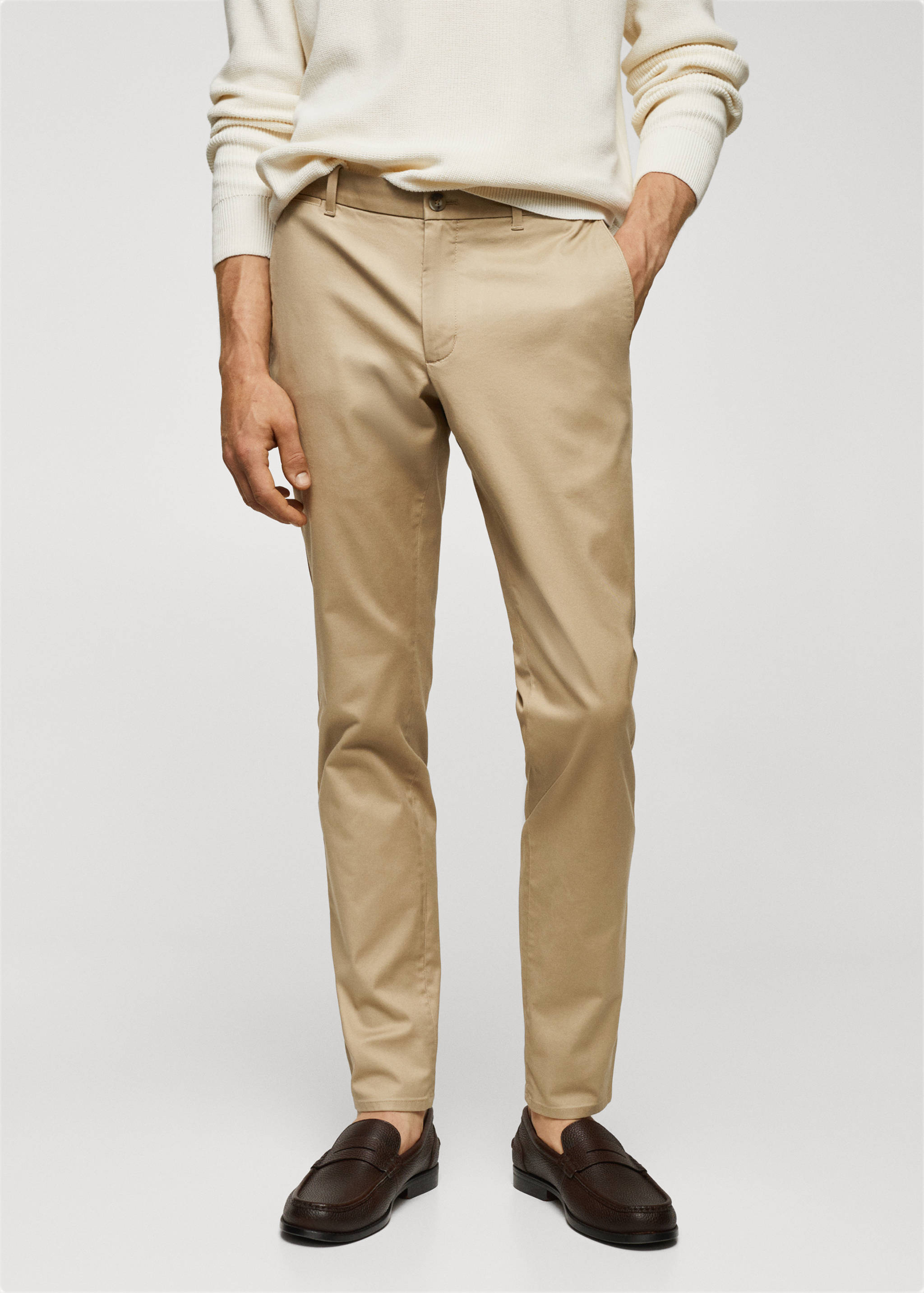 Slim fit serge chino trousers - Medium plane