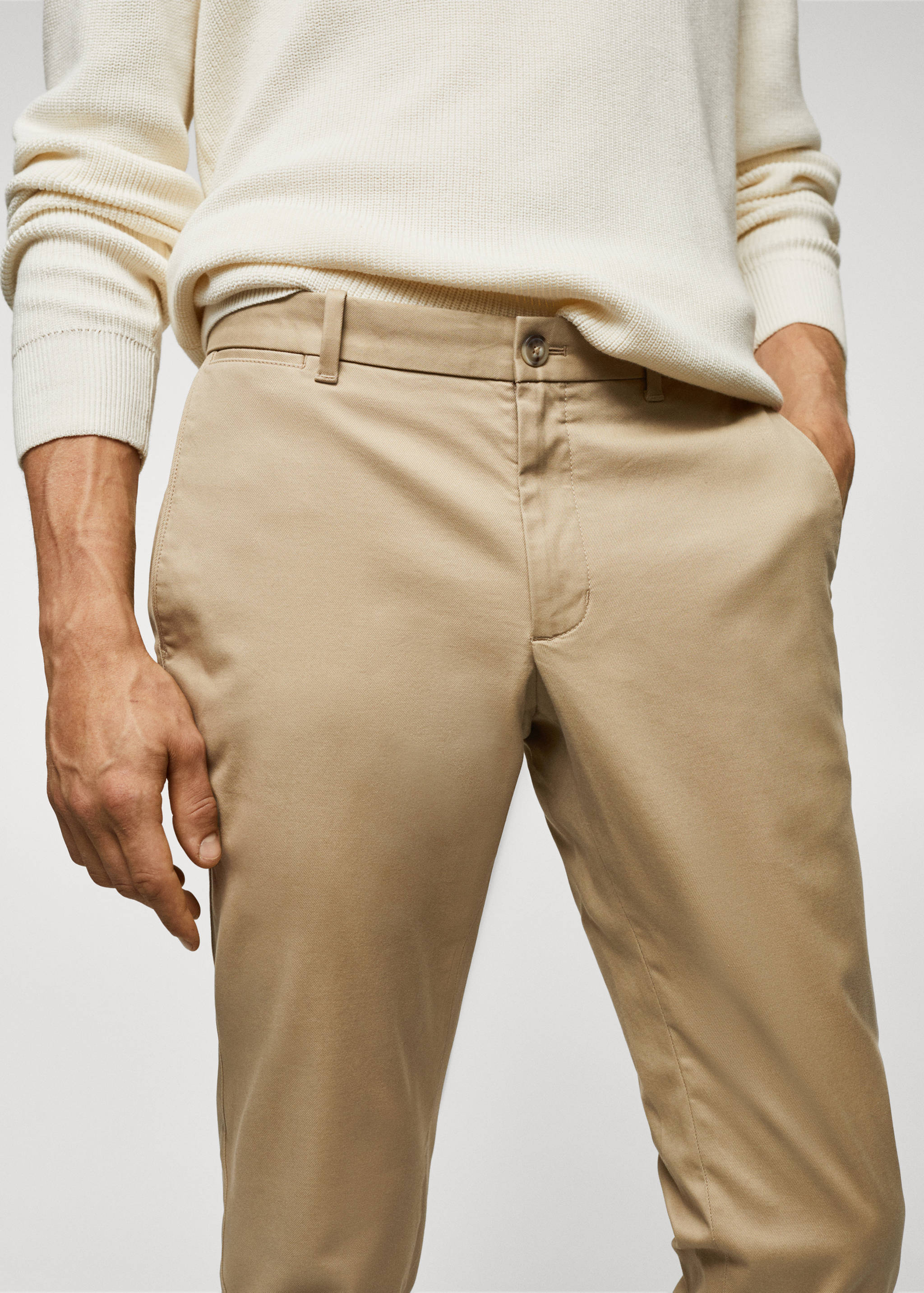 Slim fit serge chino trousers - Details of the article 1