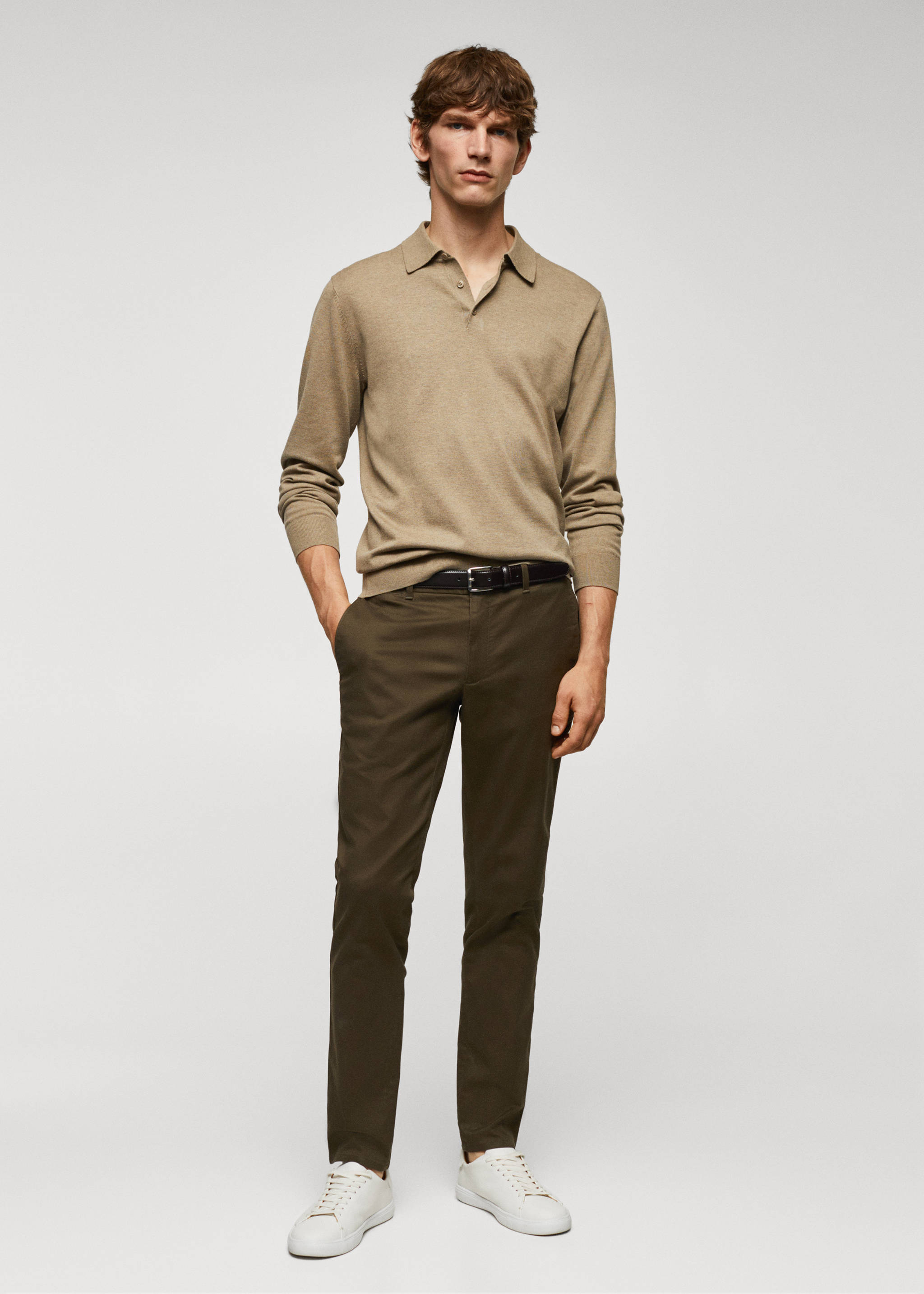 Slim fit serge chino trousers - General plane