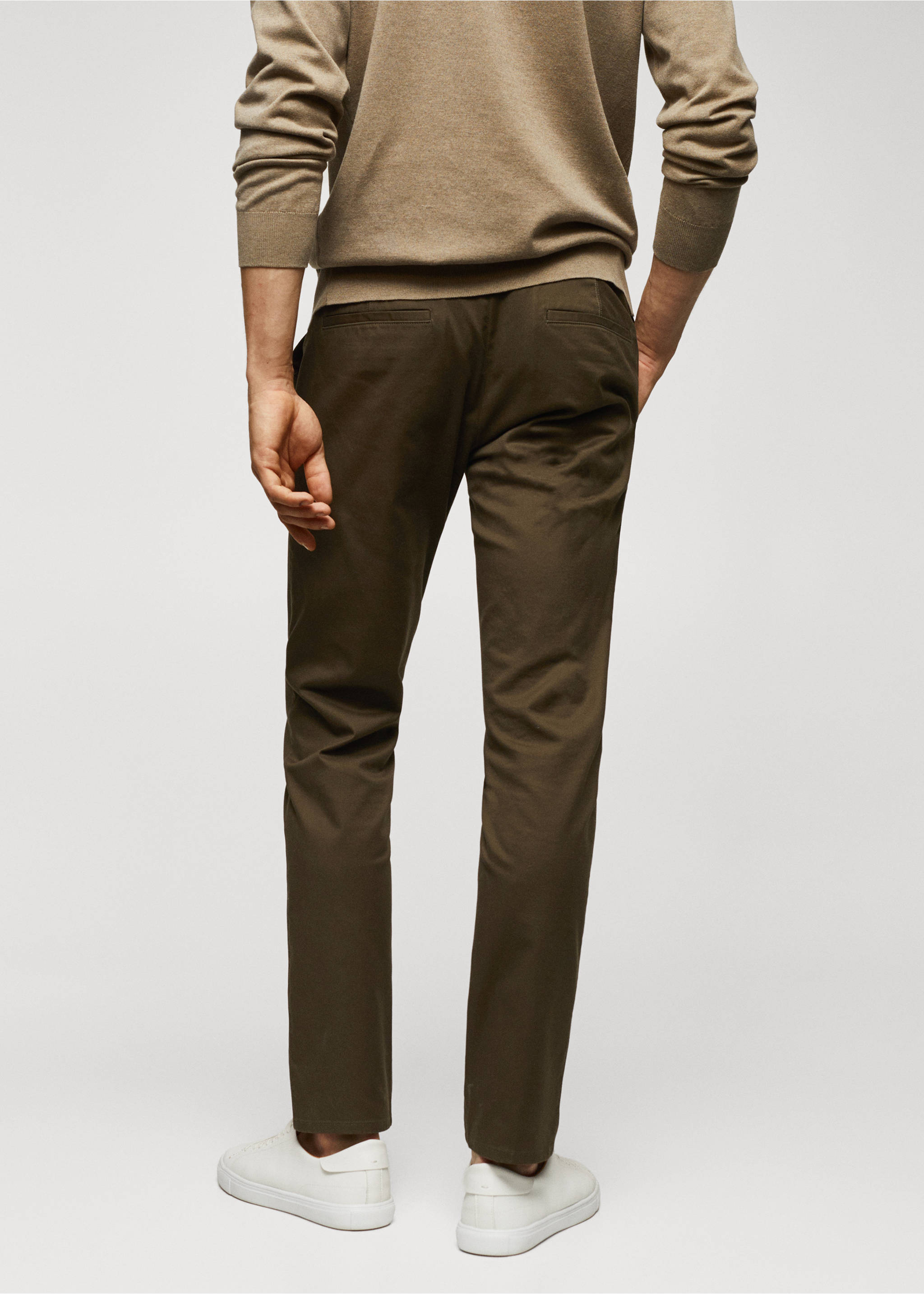 Slim fit serge chino trousers - Reverse of the article, Medium Green. Ref: 57044386-00.