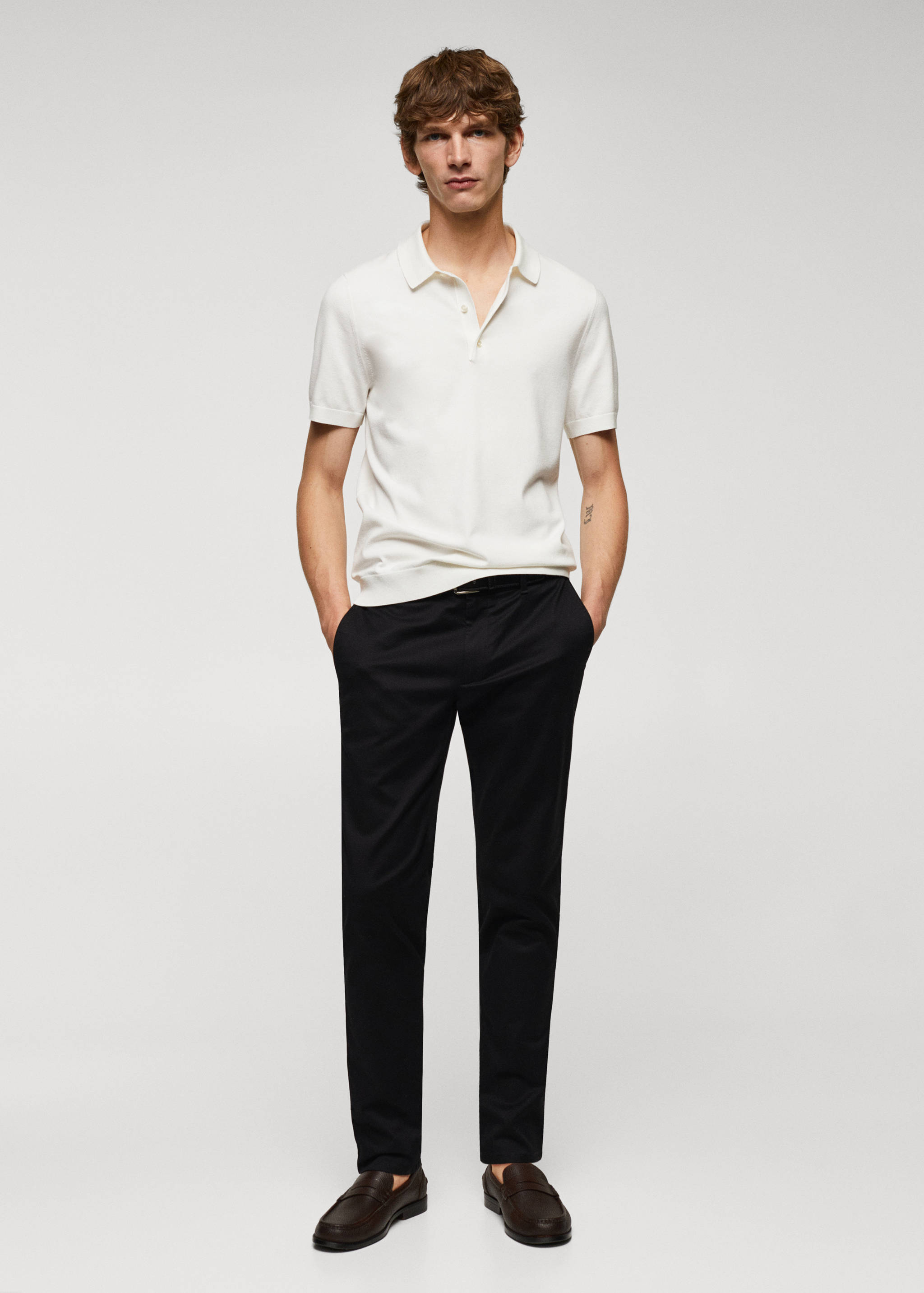 Slim fit serge chino trousers - General plane