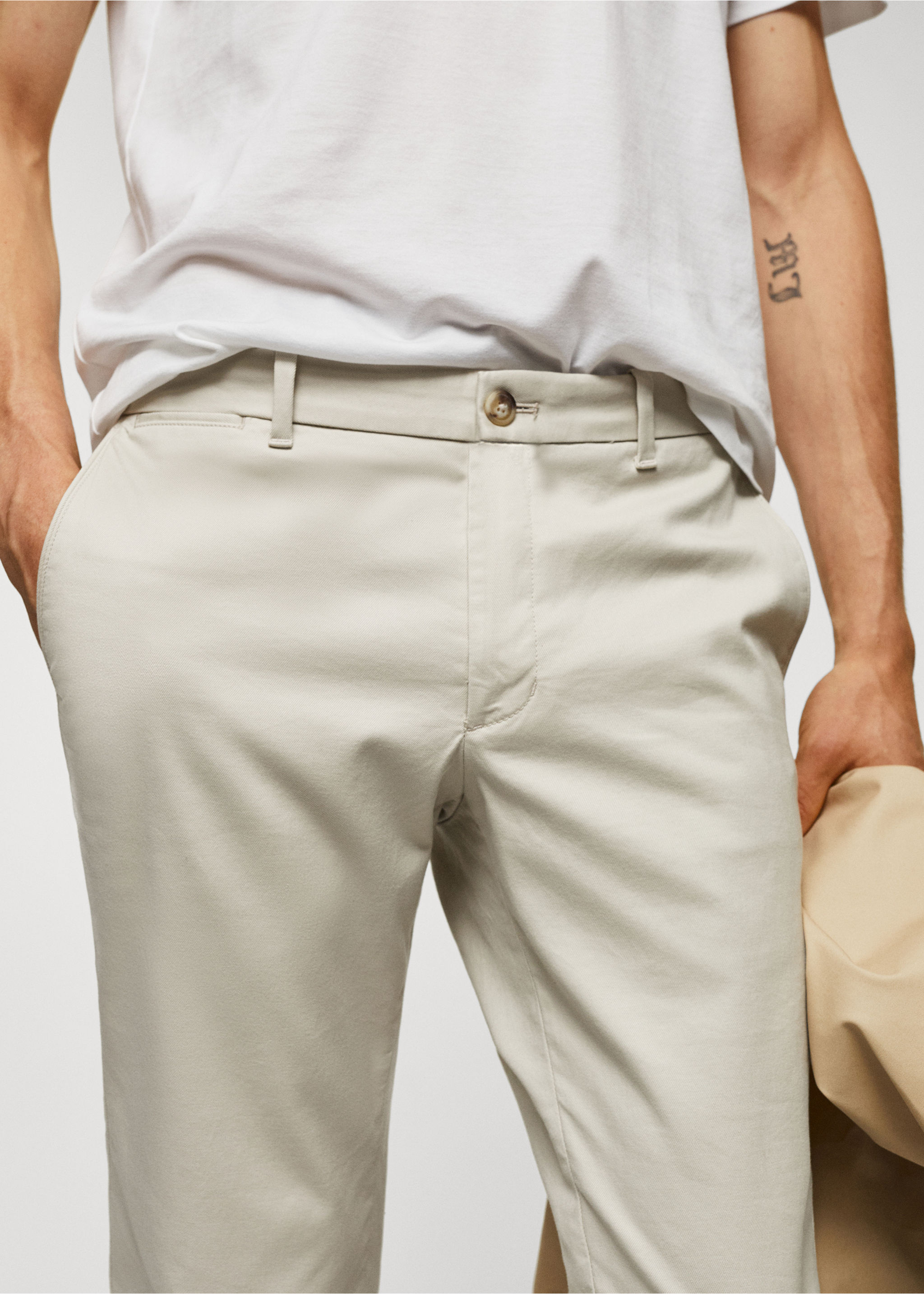 Παντελόνι τσίνο slim fit σερζ - Λεπτομέρεια του προϊόντος 1