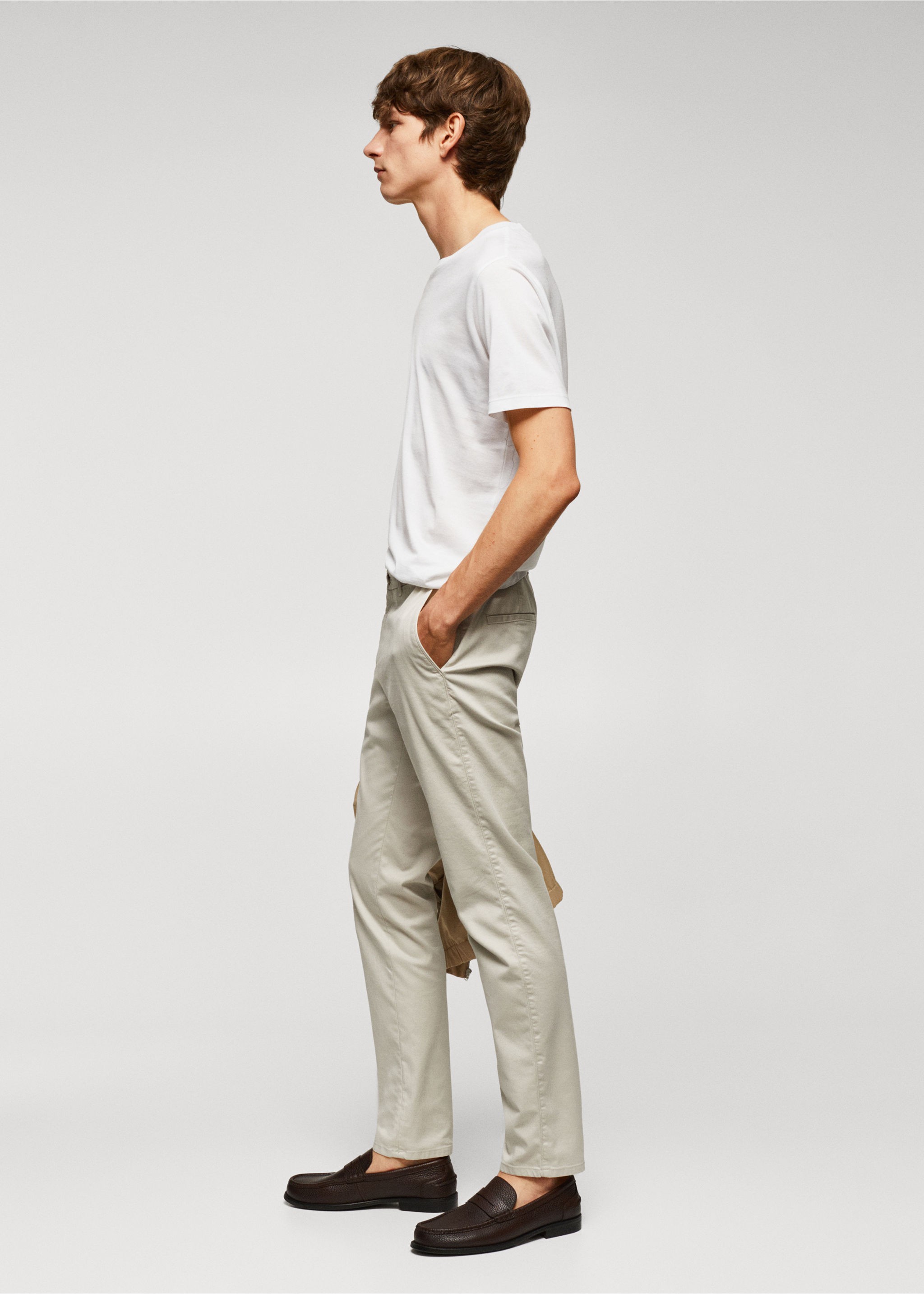 Παντελόνι τσίνο slim fit σερζ - Λεπτομέρεια του προϊόντος 2
