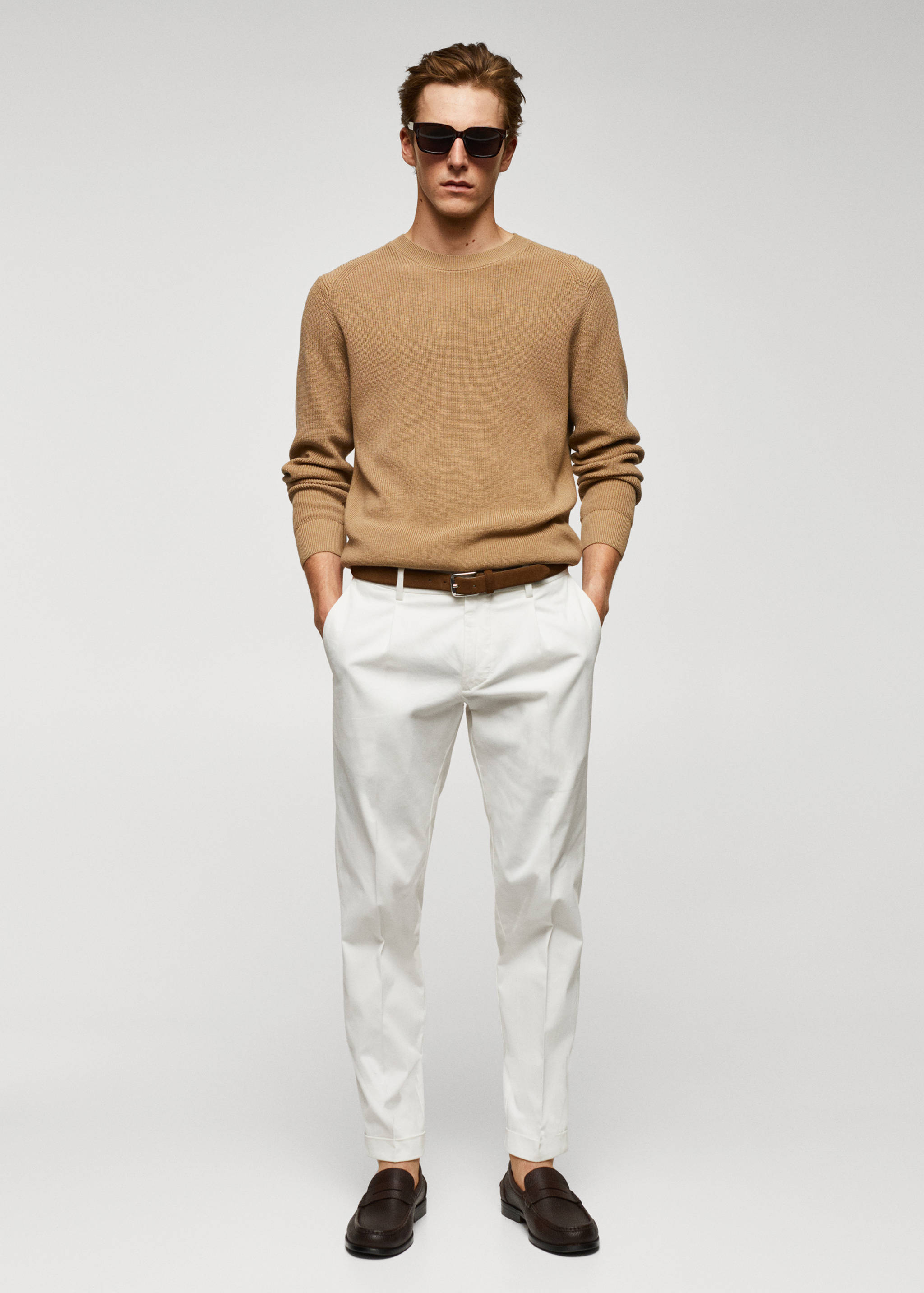 Slim Fit-Bundfaltenhose aus Baumwolle - Allgemeine Ansicht