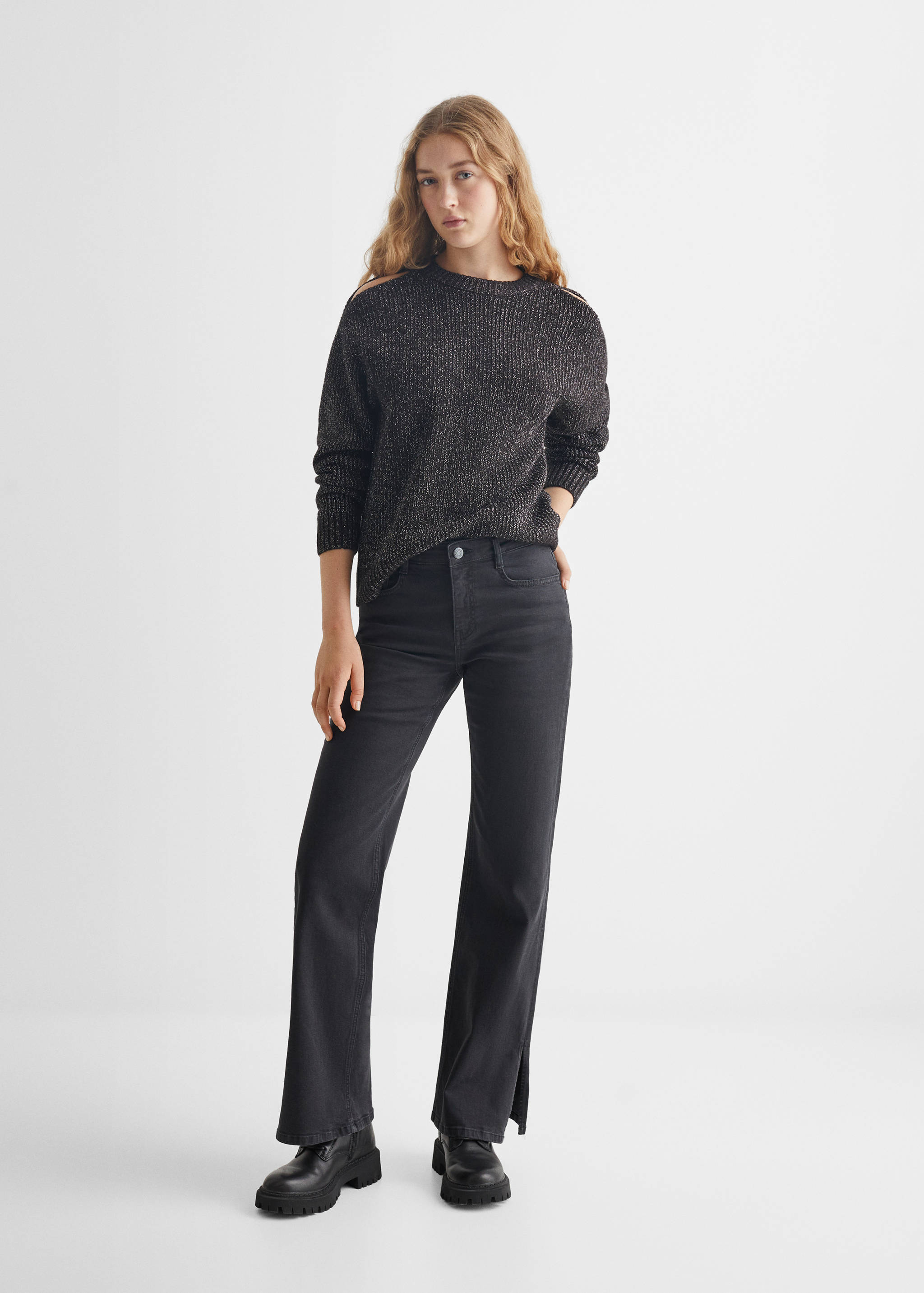 Gloss-effect knitted sweater - General plane