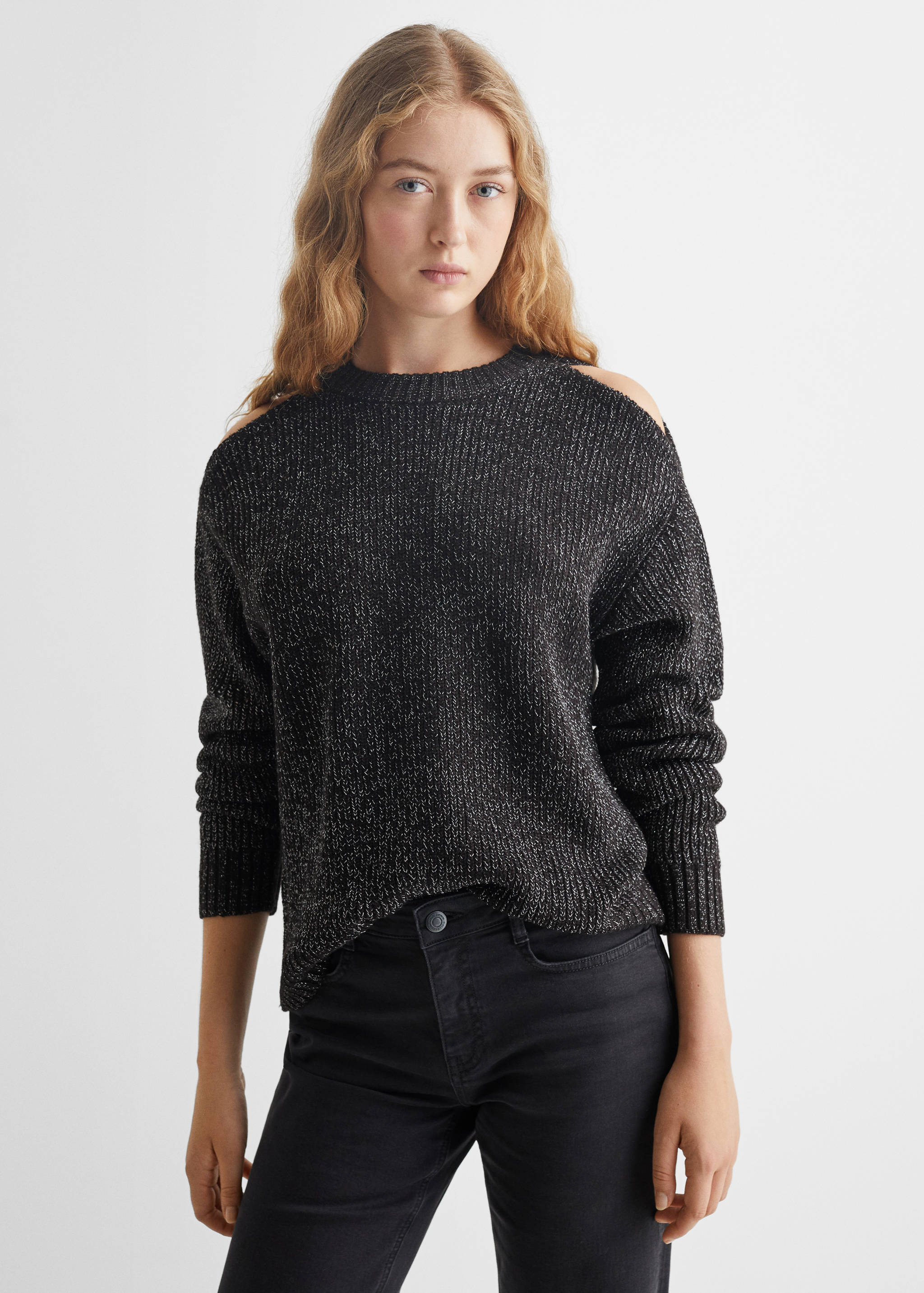 Gloss-effect knitted sweater - Medium plane