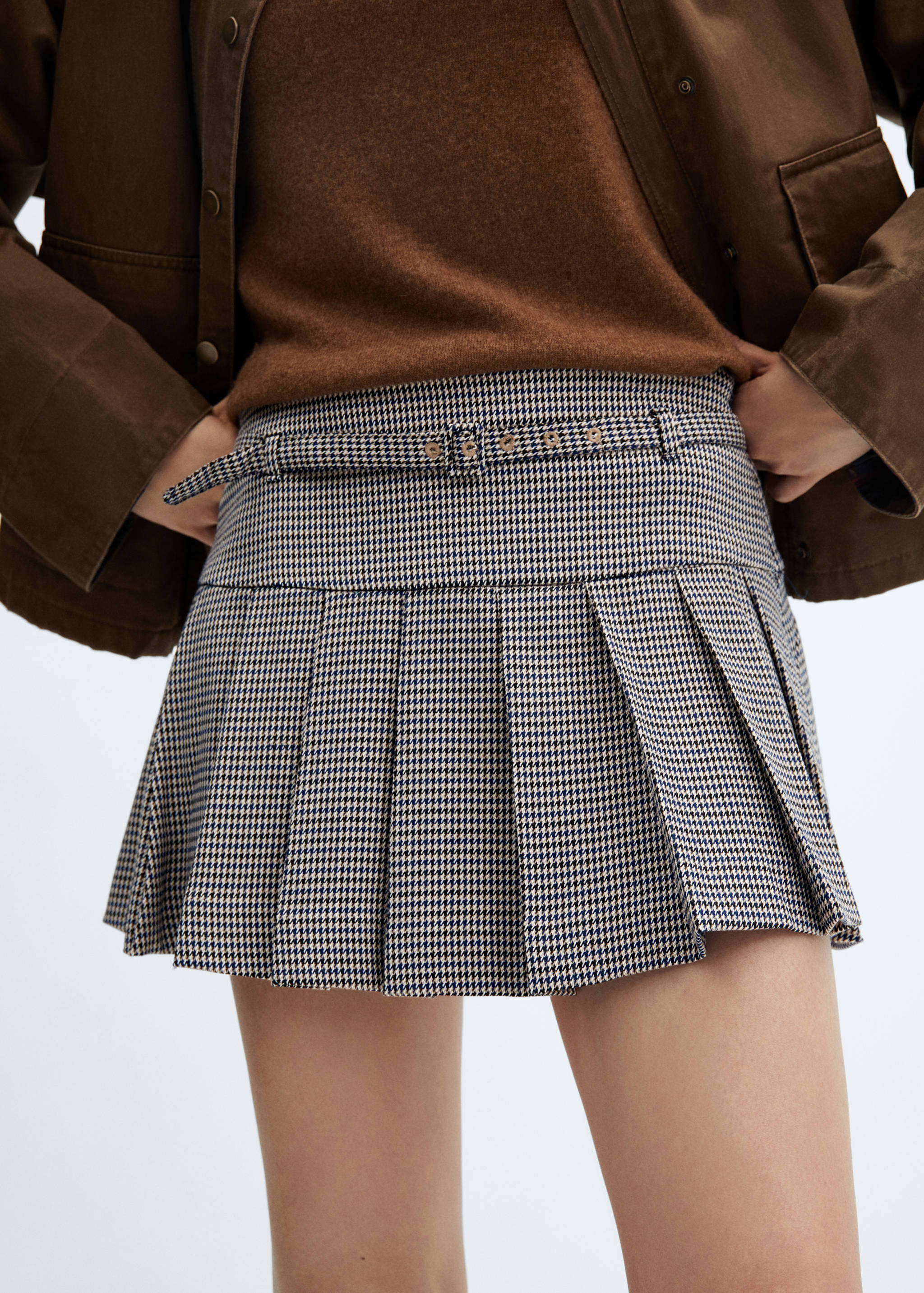 Houndstooth belt miniskirt - Medium plane