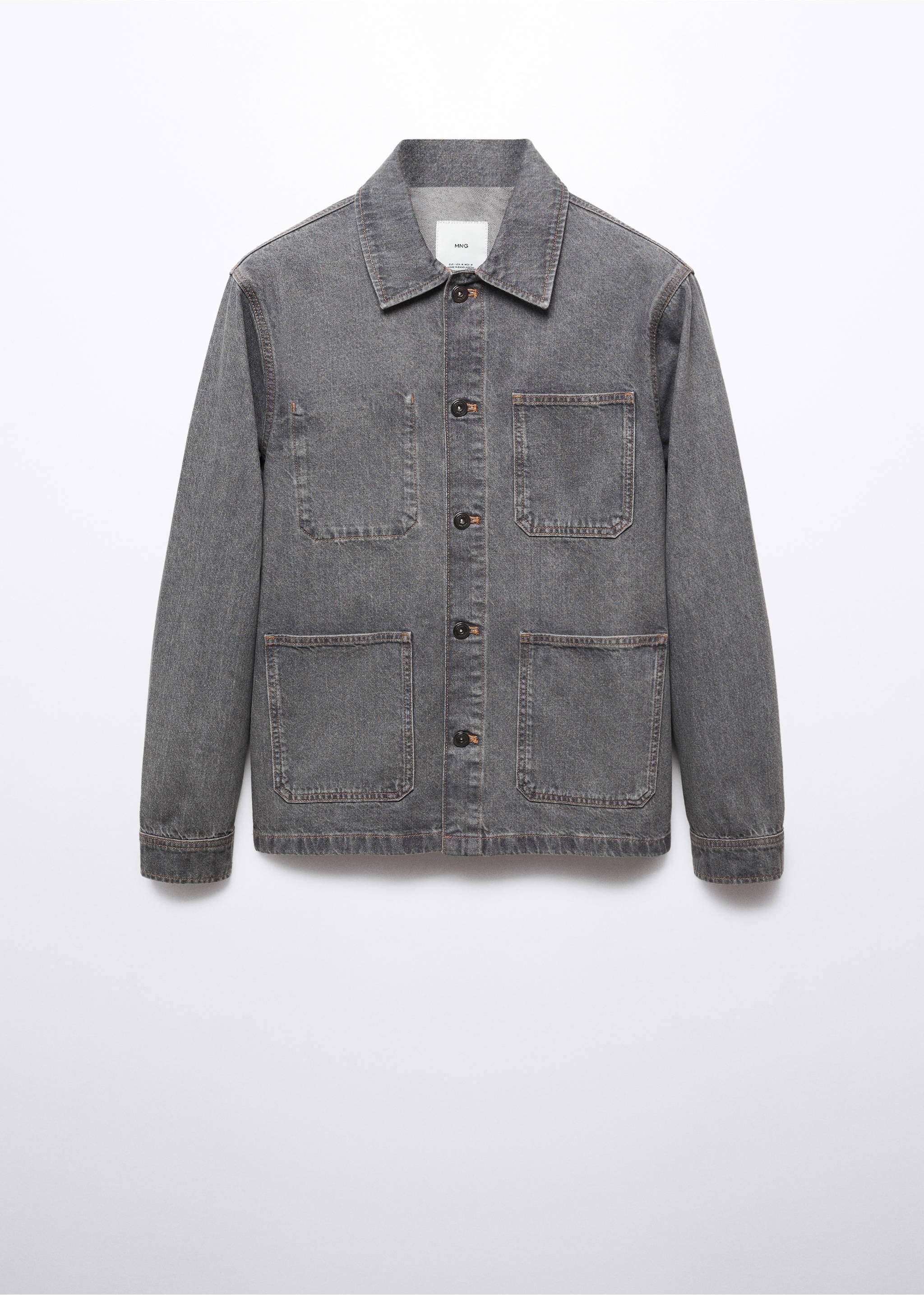 Jeans-Overshirt aus Baumwolle mit Taschen - Artikel ohne Model, Denim Grau. Ref: 57044416-00.