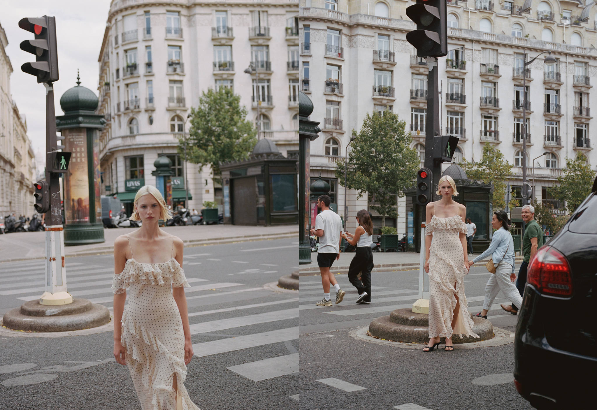 Polka-dot dress with ruffles - Panoramic plane
