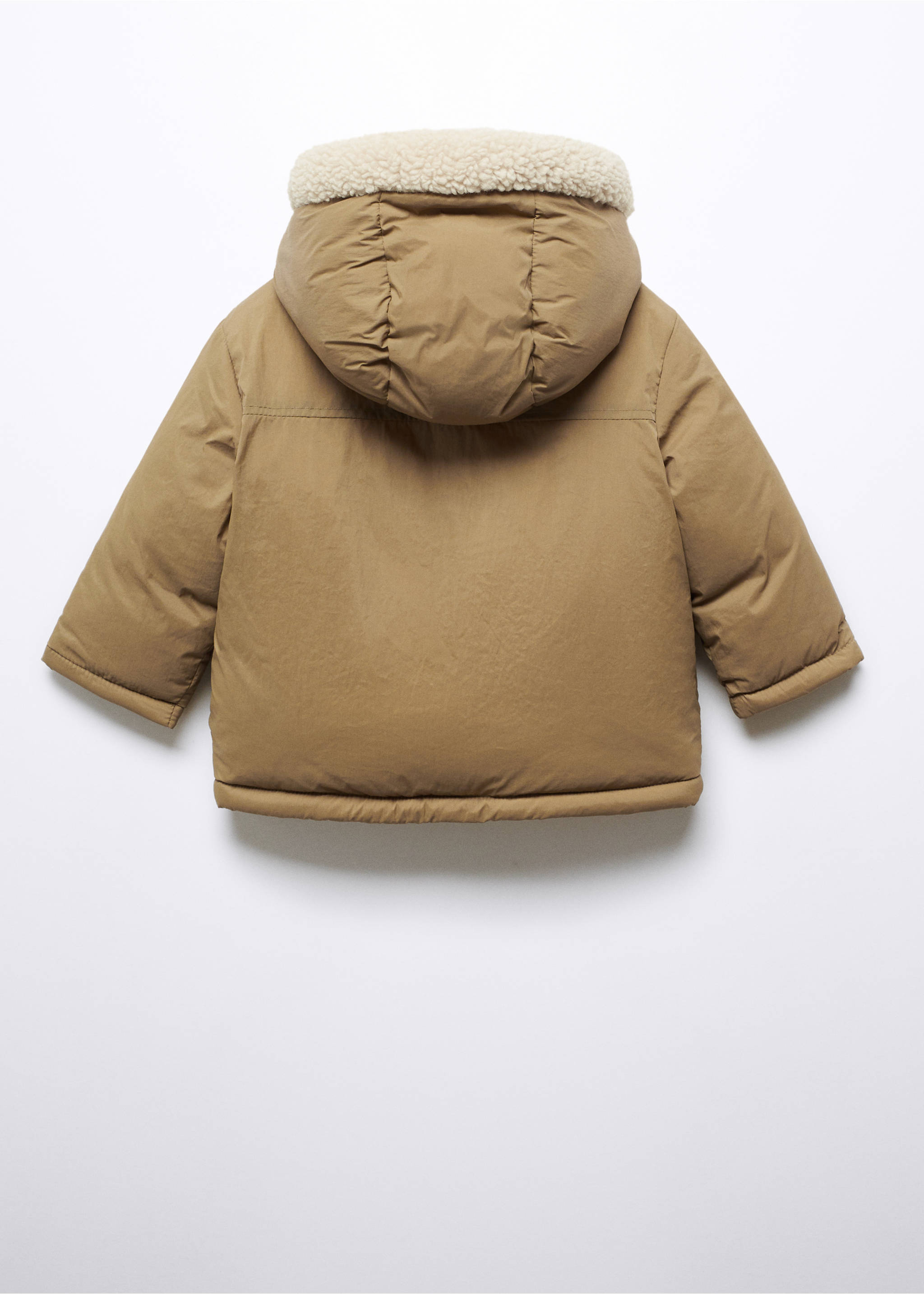 Padded anorak with shearling lining - Reverse of the article, Beige. Ref: 57044757-00.