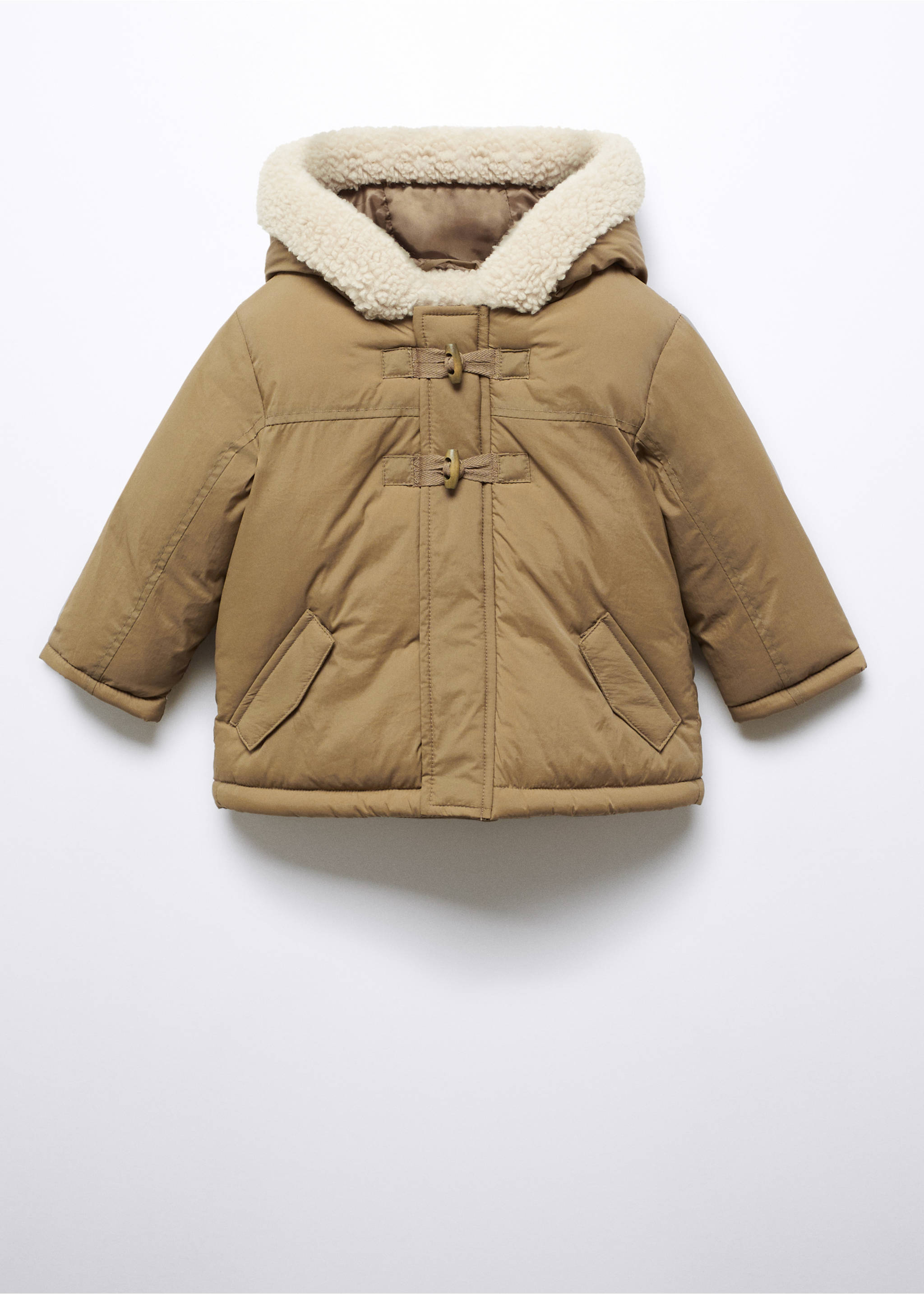 Padded anorak with shearling lining - Article without model, Beige. Ref: 57044757-00.