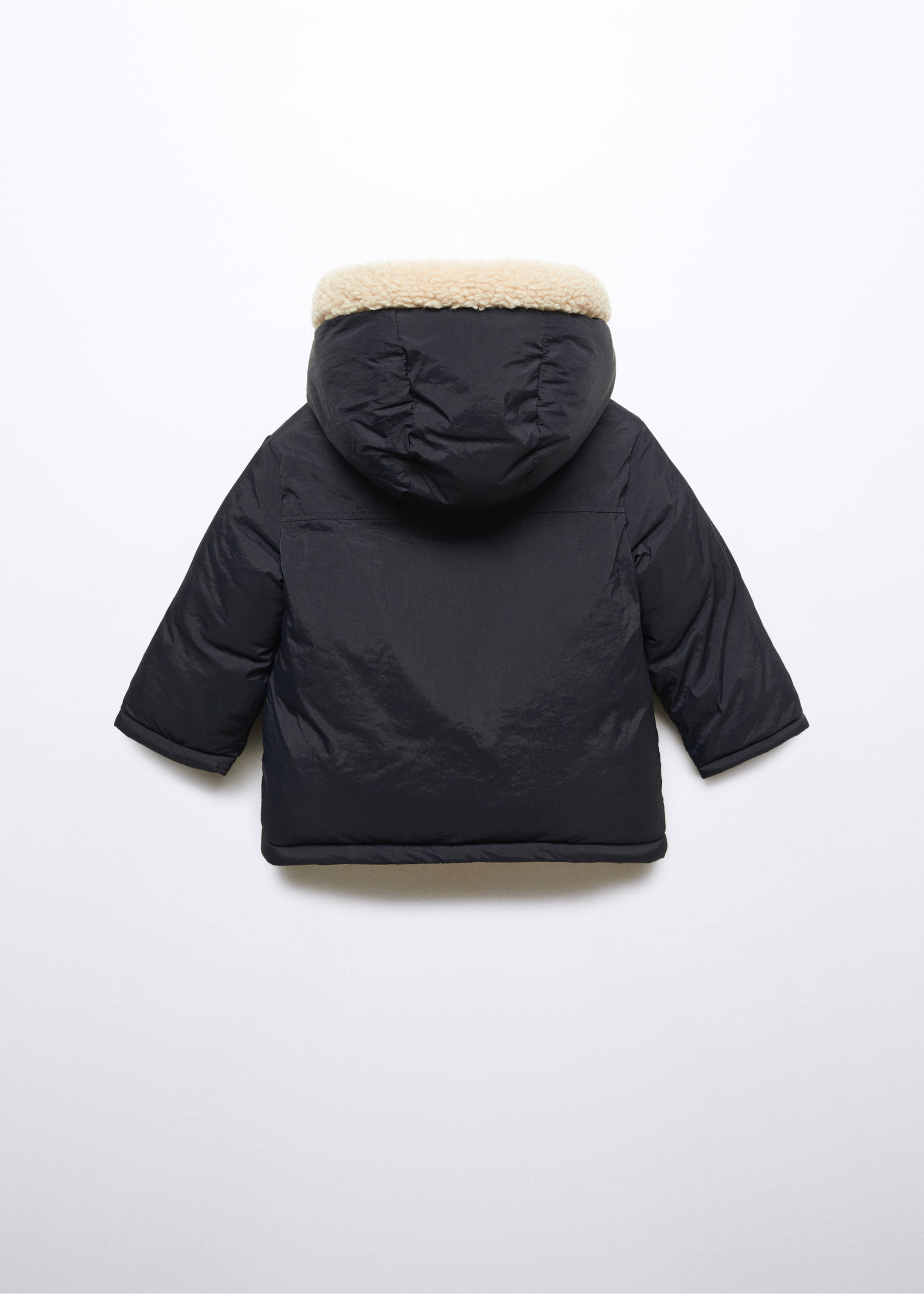 Steppanorak mit Innenfutter aus Plüsch - Rückseite des Artikels, Schwarz. Ref: 57044757-00.