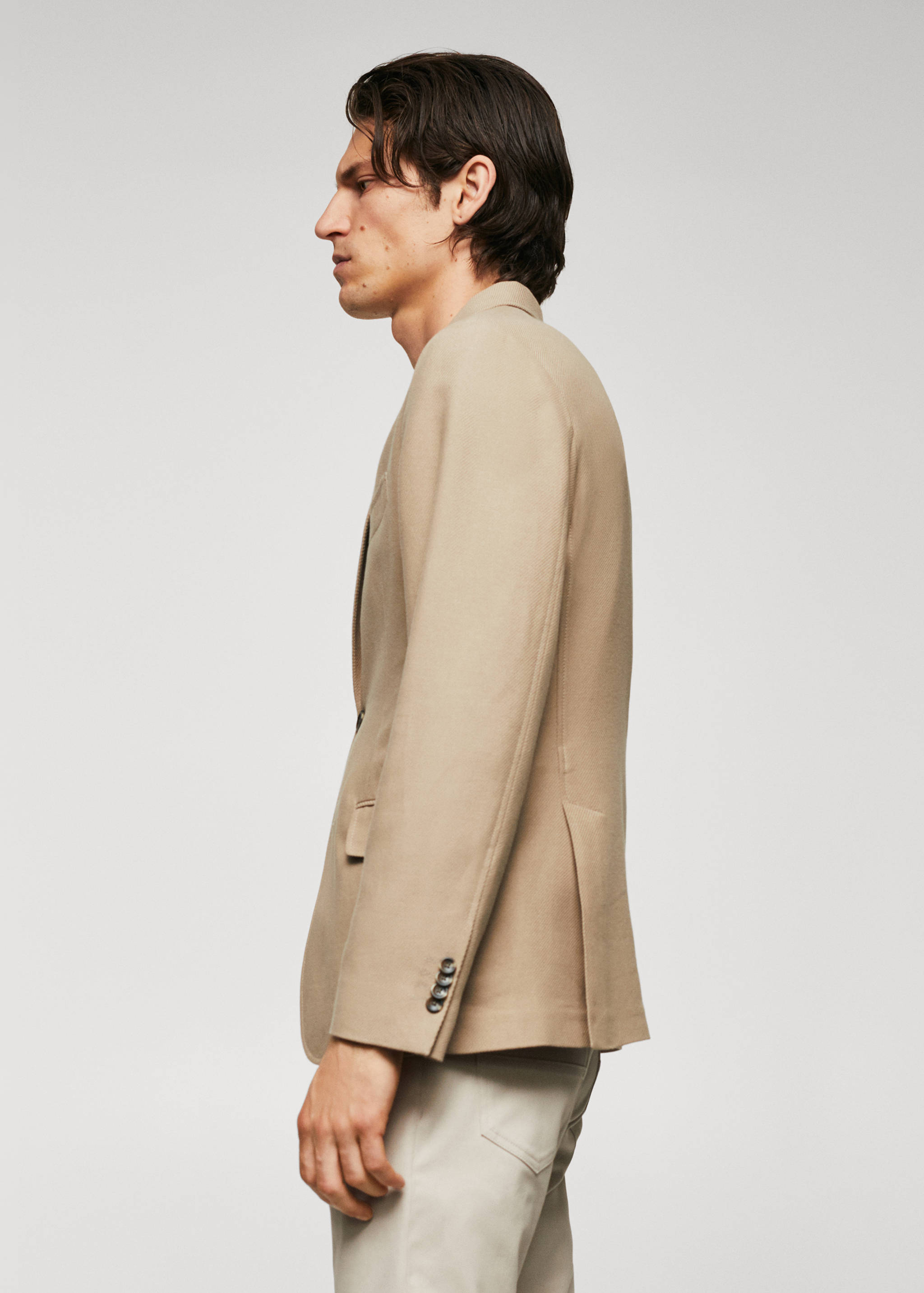 Strukturierter Slim Fit-Baumwollblazer - Detail des Artikels 2