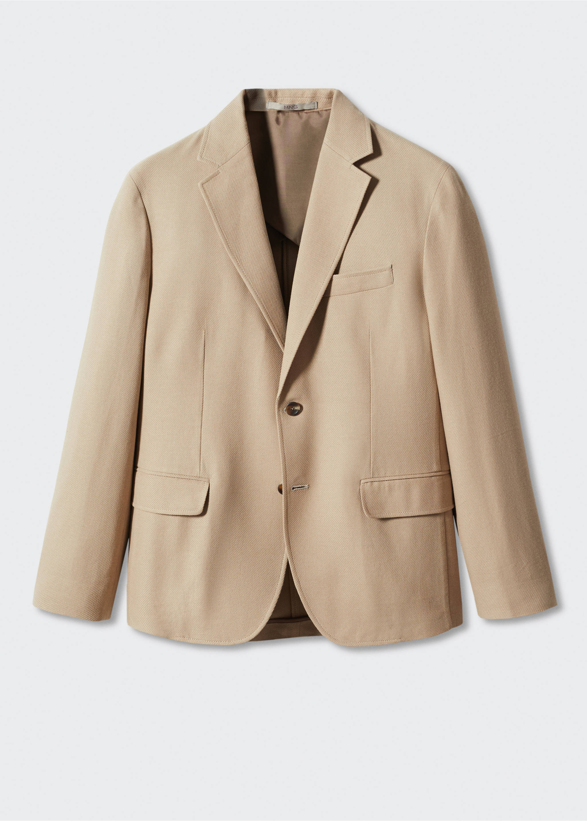 Strukturierter Slim Fit-Baumwollblazer - Artikel ohne Model, Beige. Ref: 57044760-00.