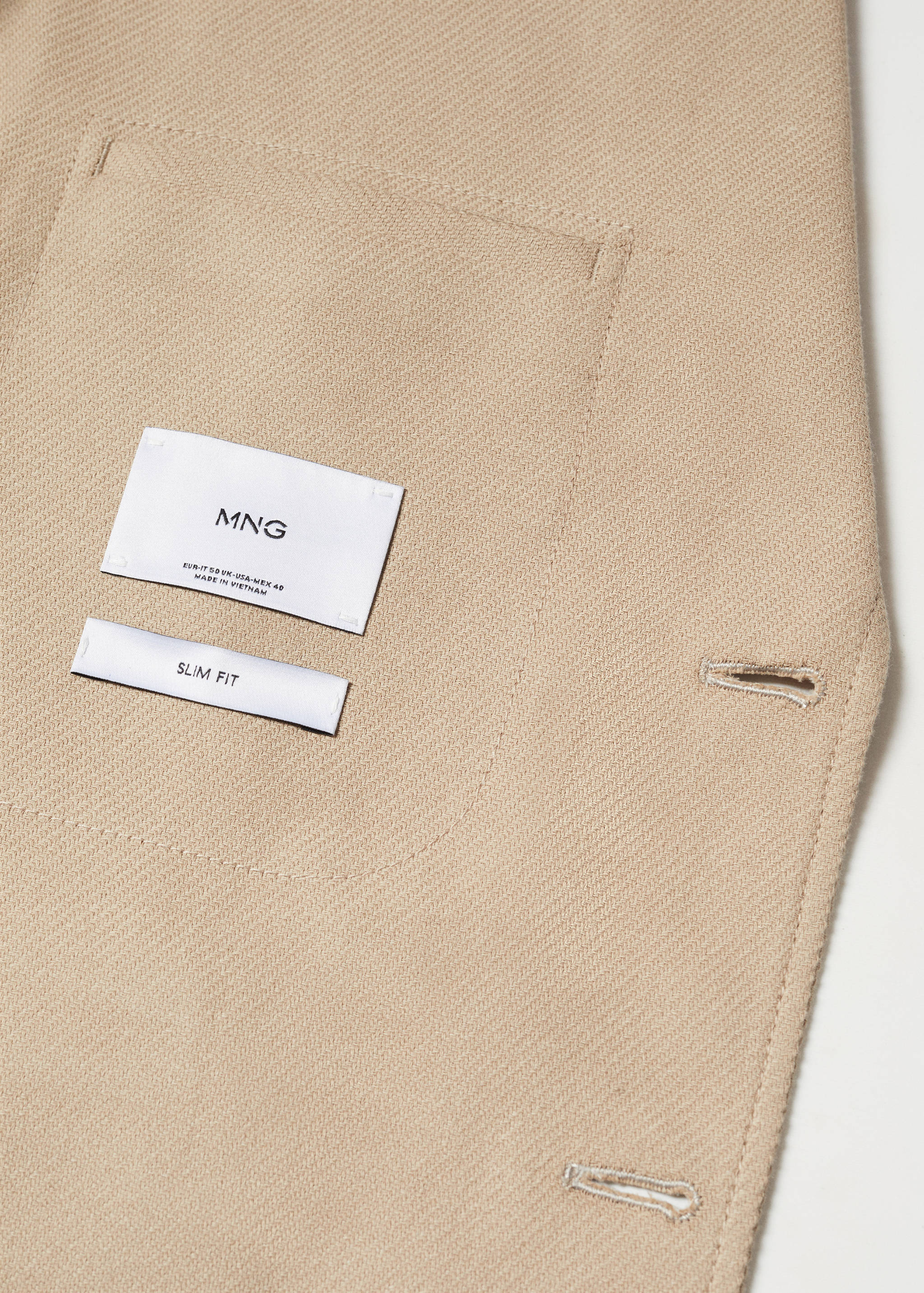 Strukturierter Slim Fit-Baumwollblazer - Detail des Artikels 8