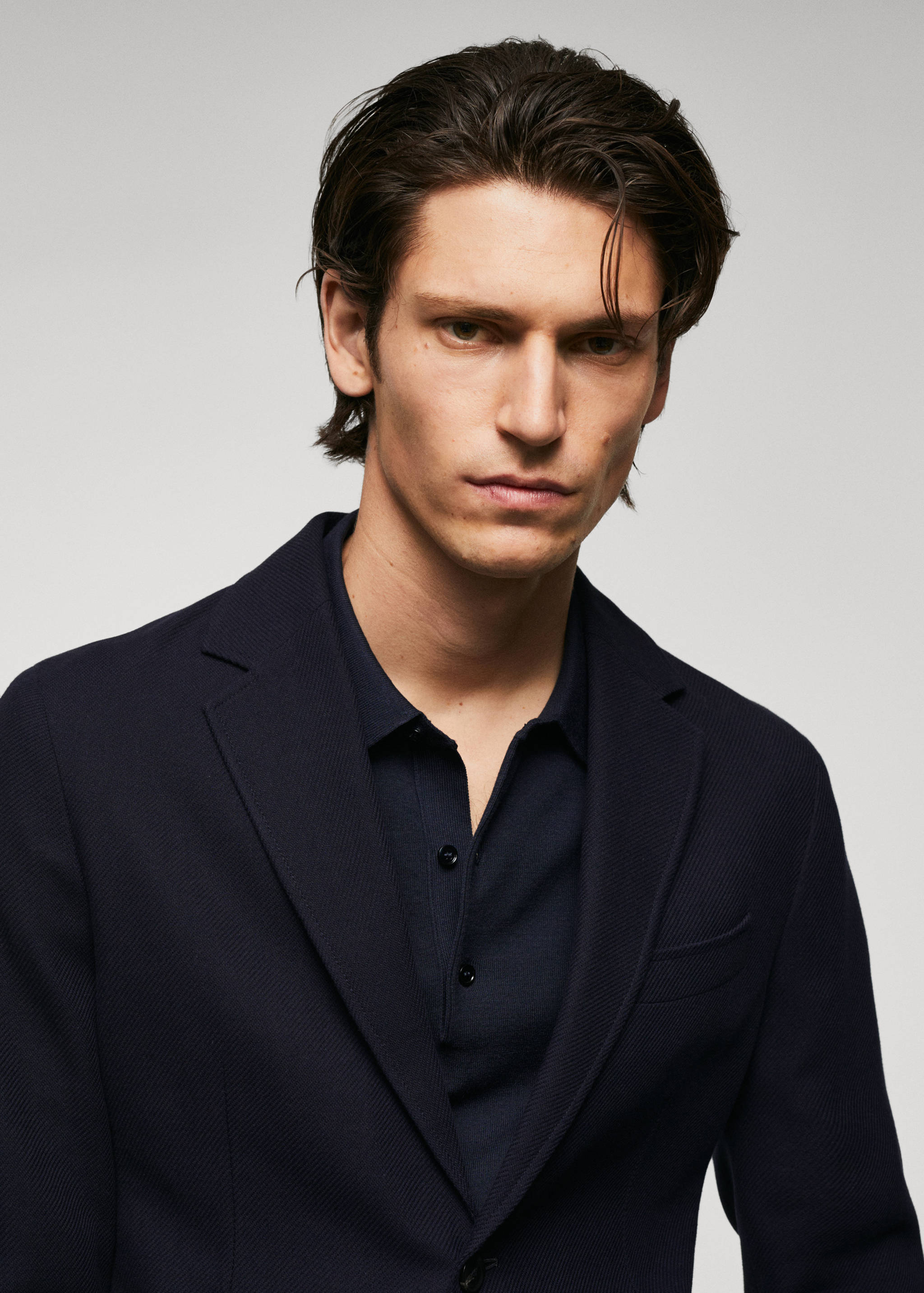 Strukturierter Slim Fit-Baumwollblazer - Detail des Artikels 1