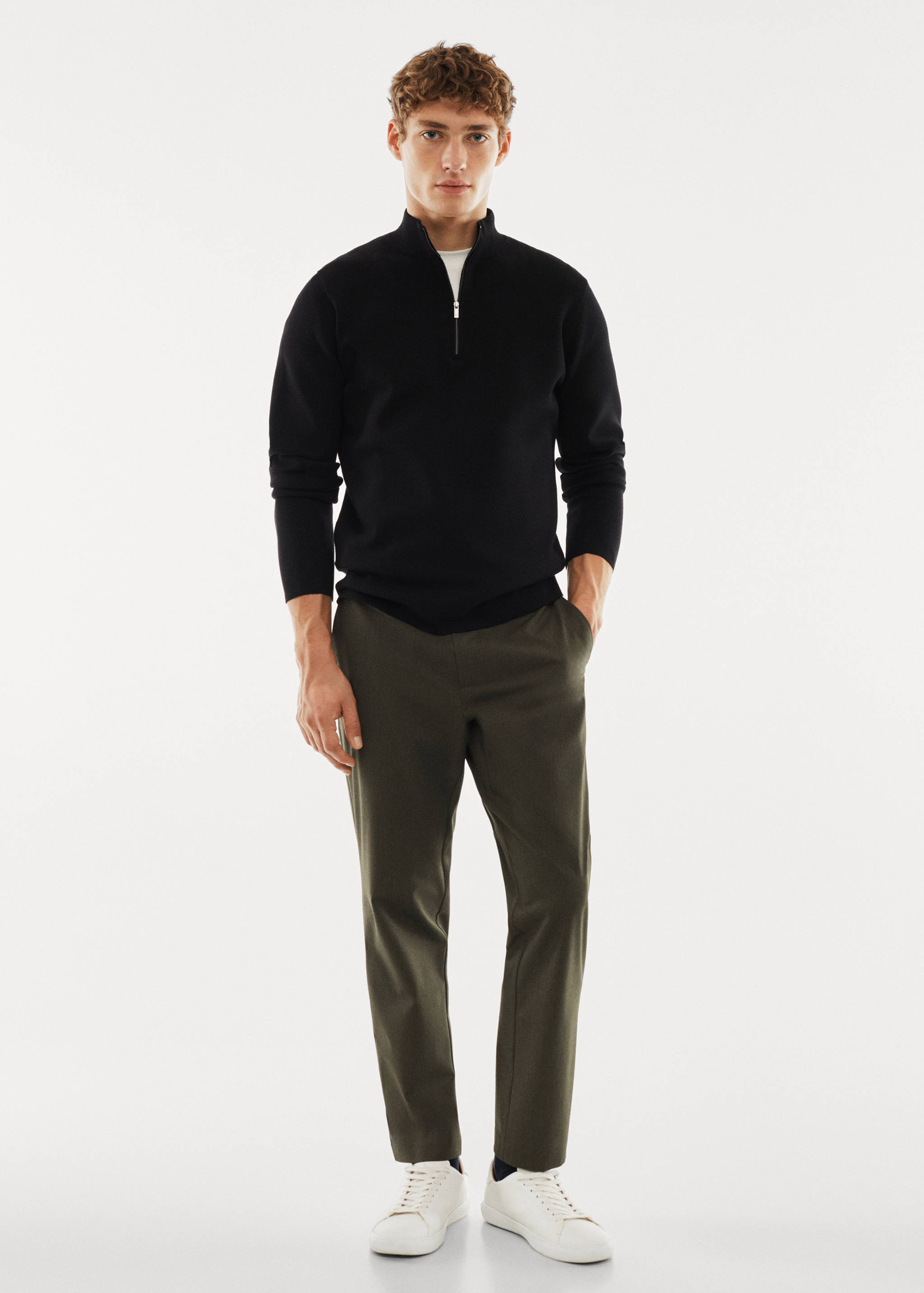 Perkins-neck sweater with zip - General plane
