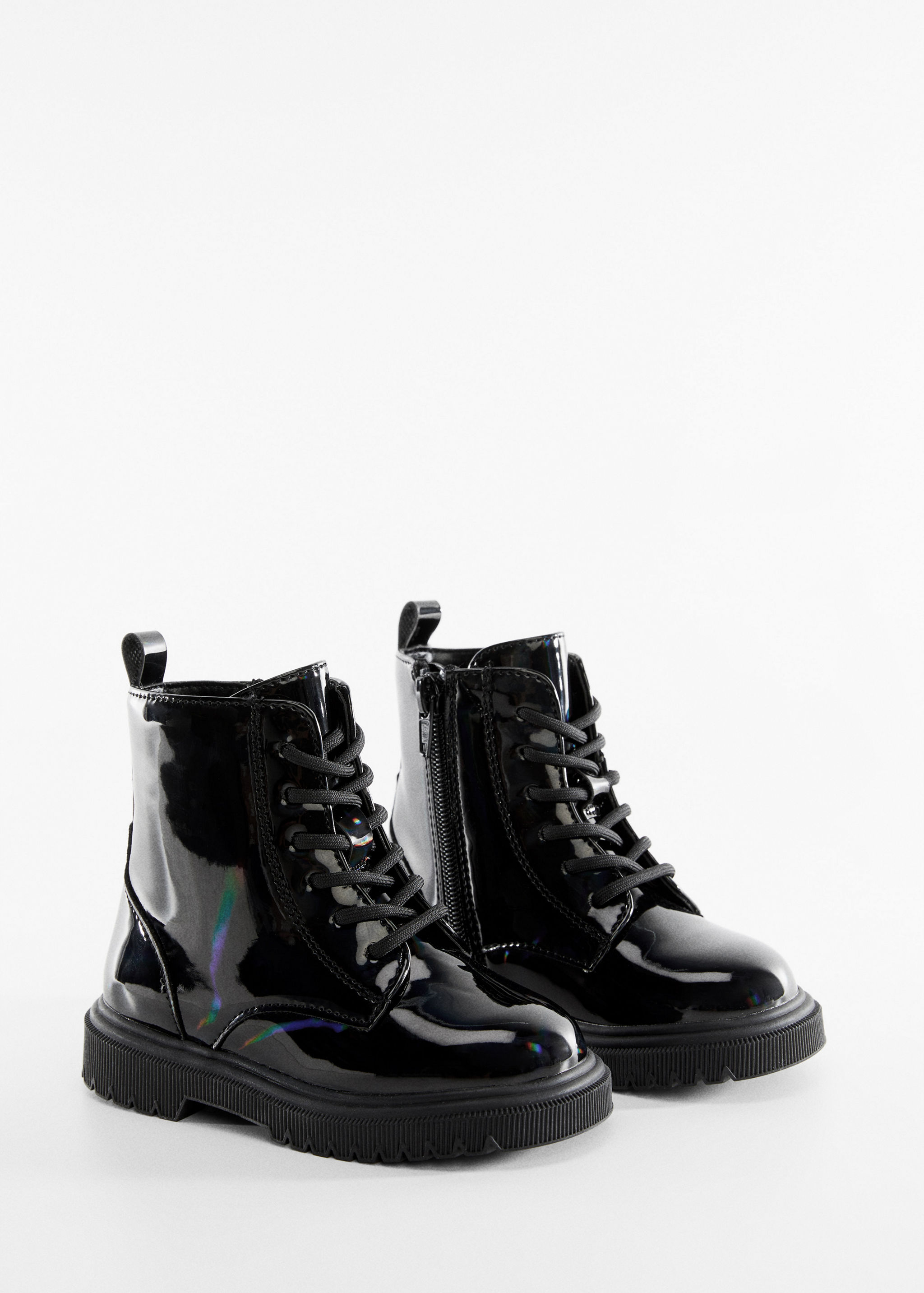 Lace-up patent effect boots - Medium plane