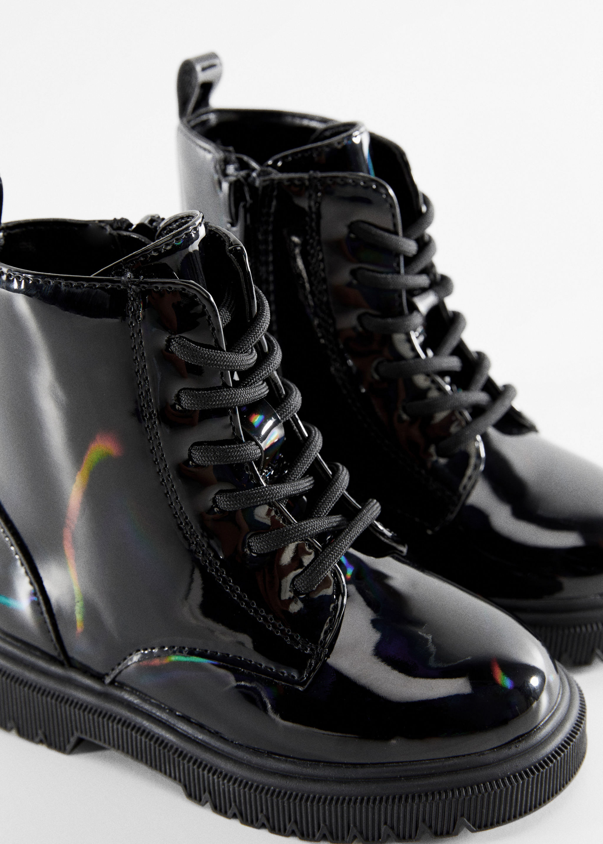 Lace-up patent effect boots - Details of the article 1