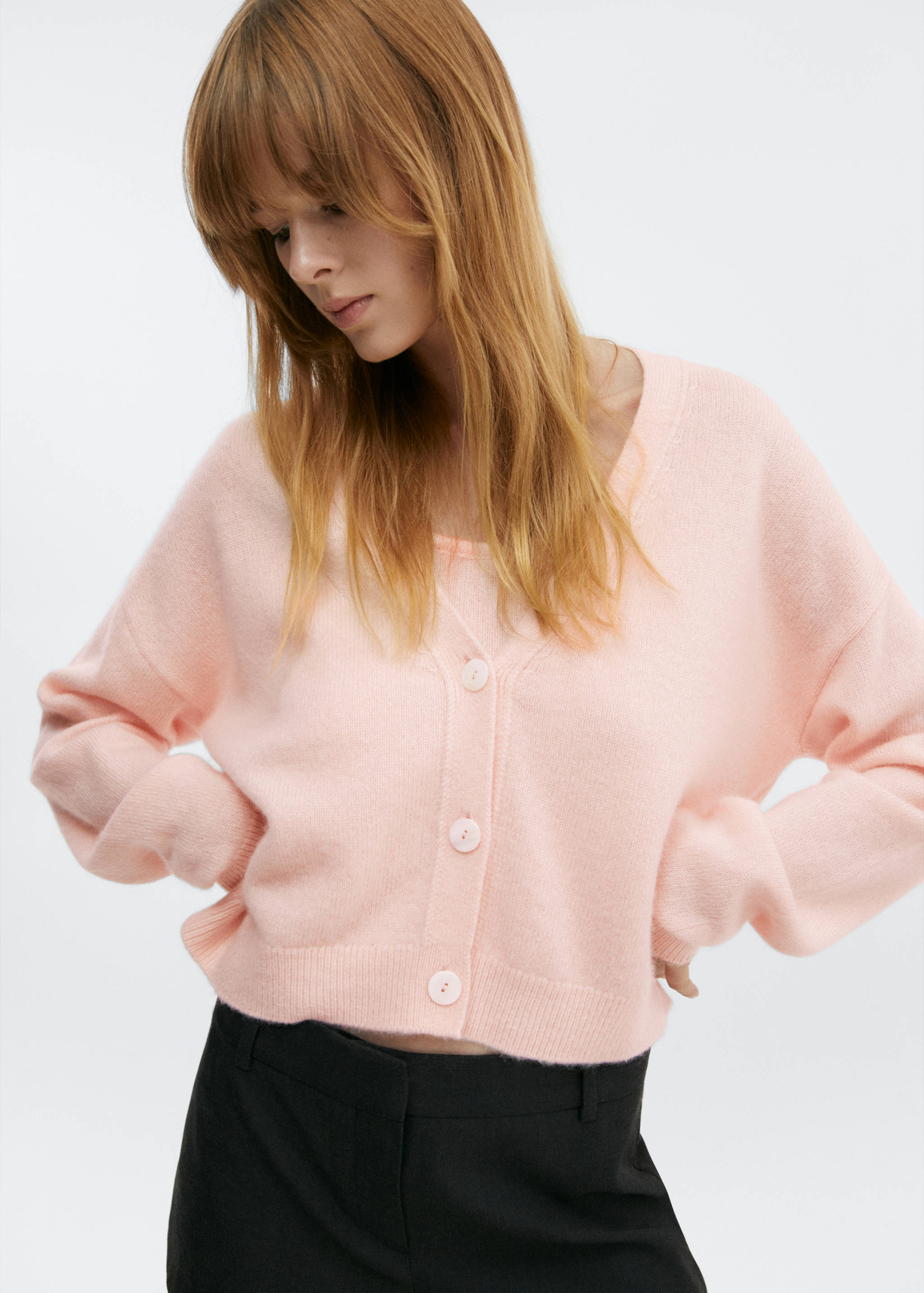 Kaschmir-Cardigan mit Knöpfen - Mittlere Ansicht