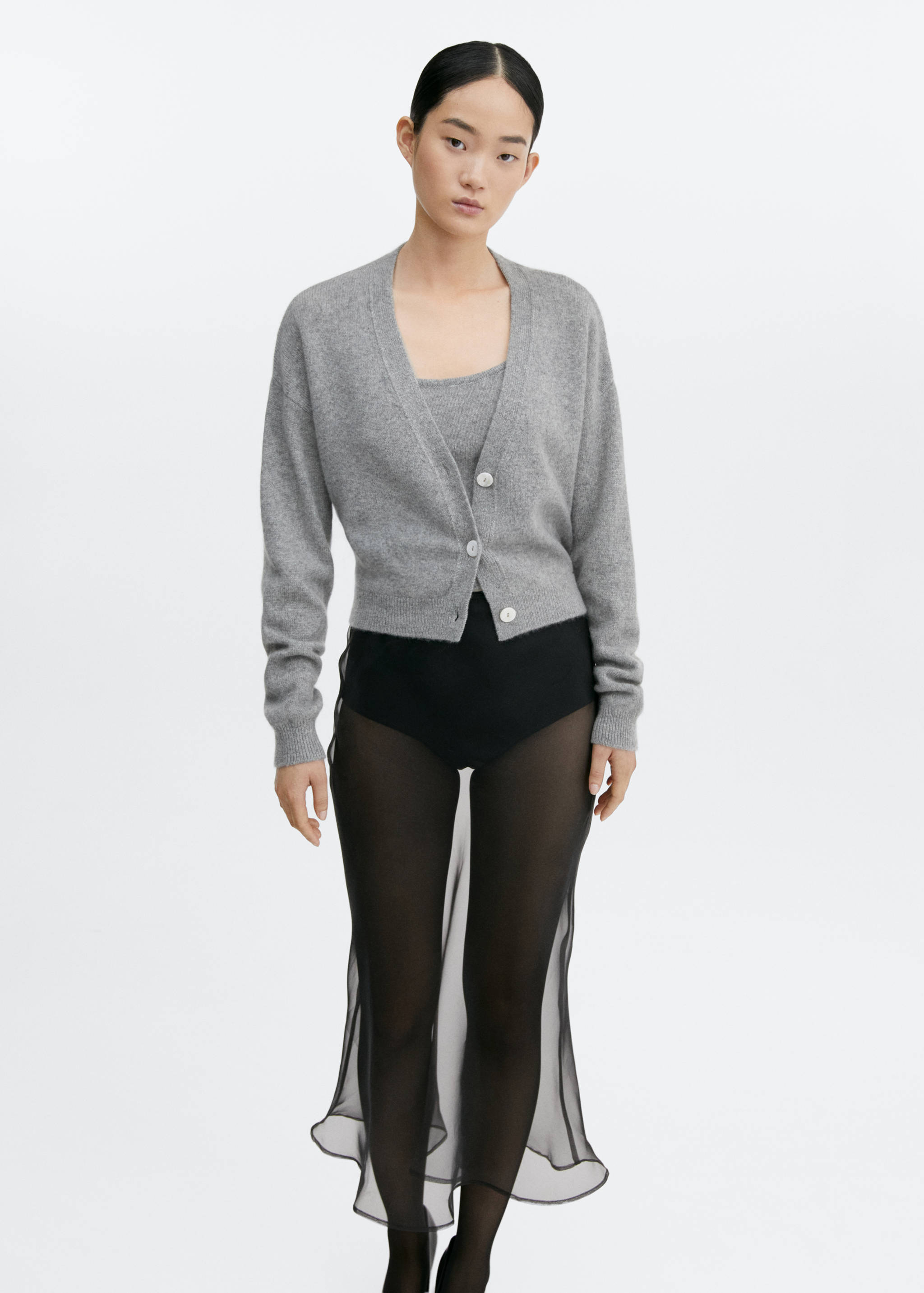 Kaschmir-Cardigan mit Knöpfen - Mittlere Ansicht