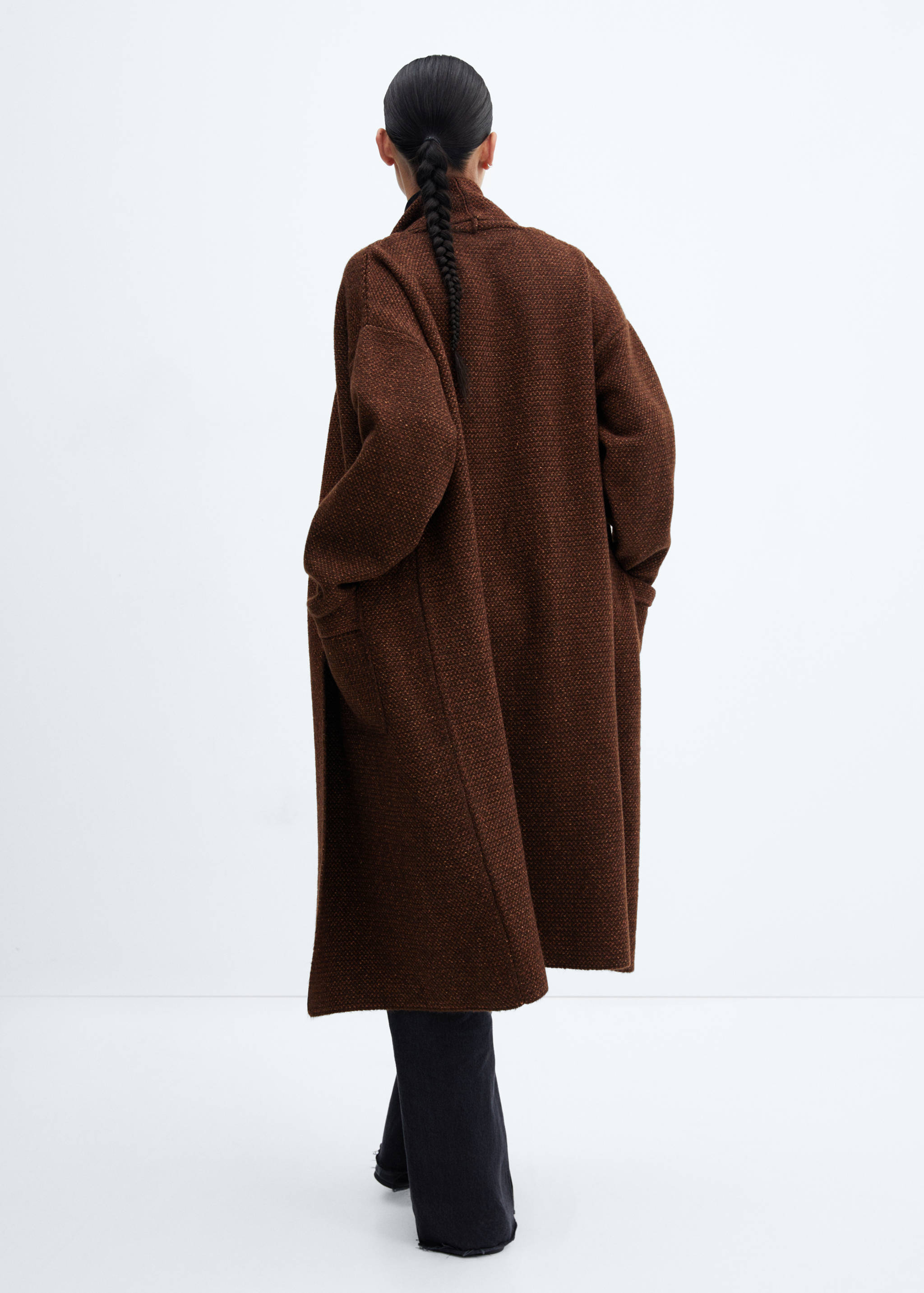 Haină oversize din tricot cu buzunare - Spatele articolului